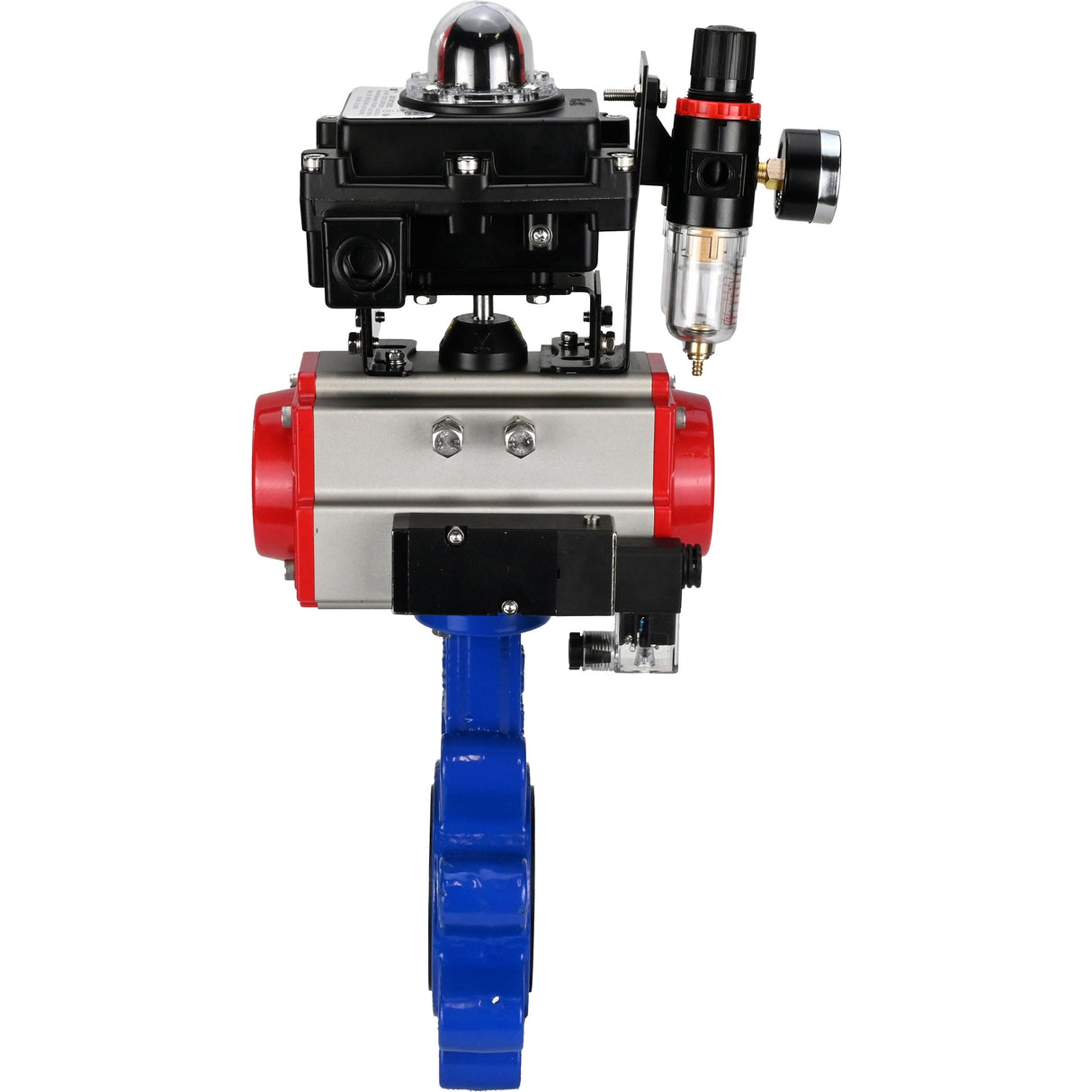 Water Butterfly Valve Elephant WBV1616E-2W-Fb-H, body material - cast iron QT450, disk material - cast iron QT450, seal - EPDM, pneumatic actuator PA-SA with return springs, 4M310-08 NAMUR 24V, LSU APL-410N EX, ATU AFC2000