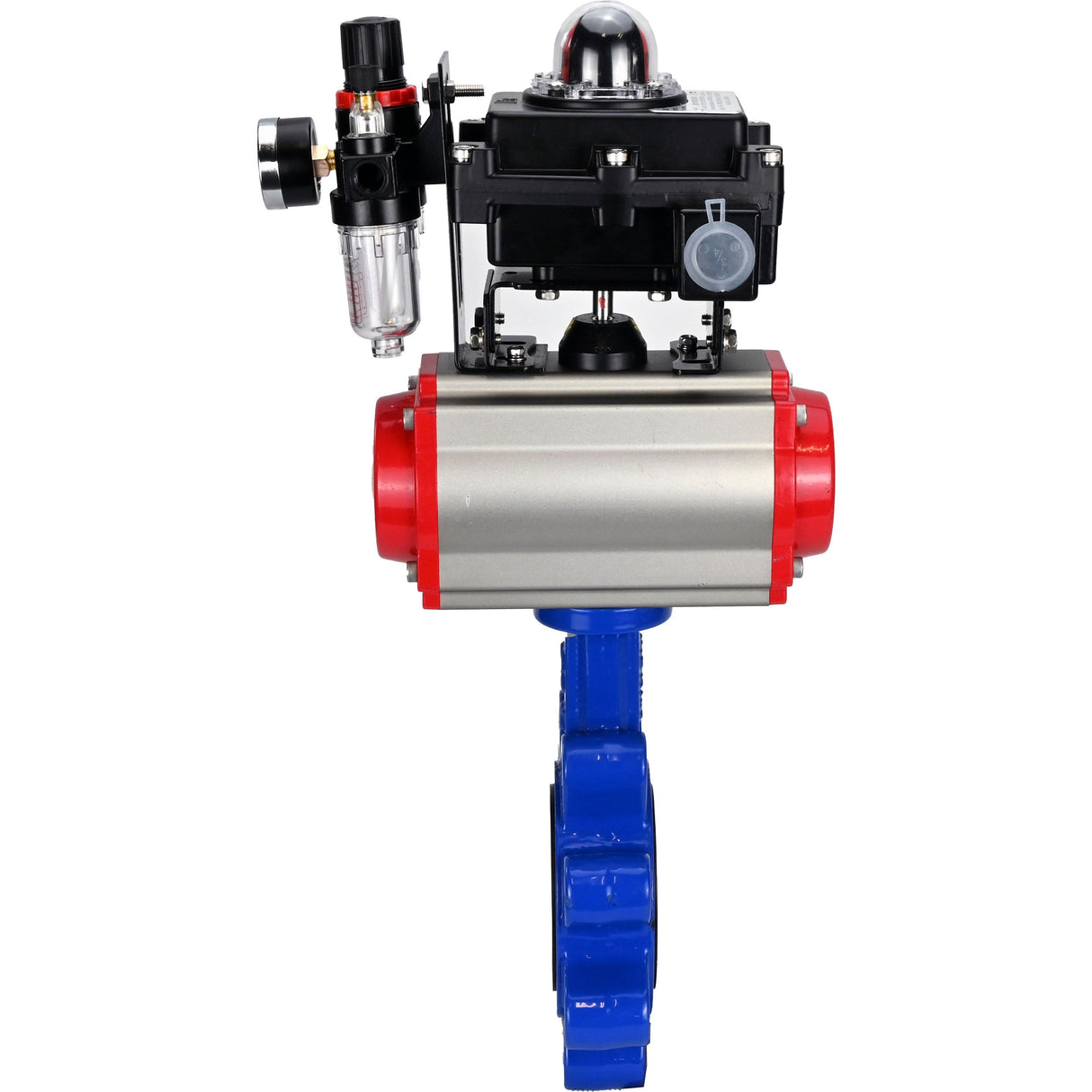 Water Butterfly Valve Elephant WBV1616E-2W-Fb-H, body material - cast iron QT450, disk material - cast iron QT450, seal - EPDM, pneumatic actuator PA-SA with return springs, 4M310-08 NAMUR 220V, LSU APL-410N EX, ATU AFC2000