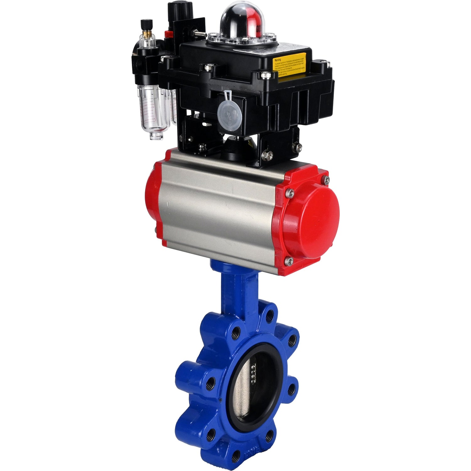 Water Butterfly Valve Elephant WBV1616N-2W-Fb-H, body material - cast iron QT450, disk material - cast iron QT450, seal - NBR, pneumatic actuator PA-DA double action, 4M310-08 NAMUR 24V, LSU APL-410N EX, ATU AFC2000