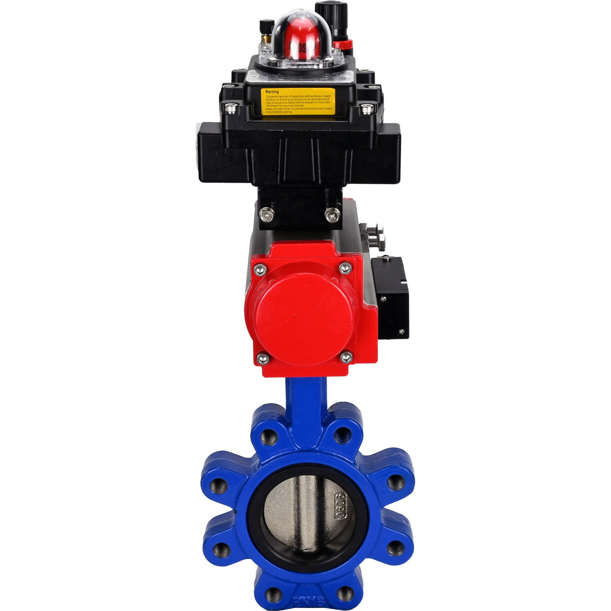 Water Butterfly Valve Elephant WBV1616E-2W-Fb-H, body material - cast iron QT450, disk material - cast iron QT450, seal - EPDM, pneumatic actuator PA-SA with return springs, 4M310-08 NAMUR 24V, LSU APL-410N EX, ATU AFC2000