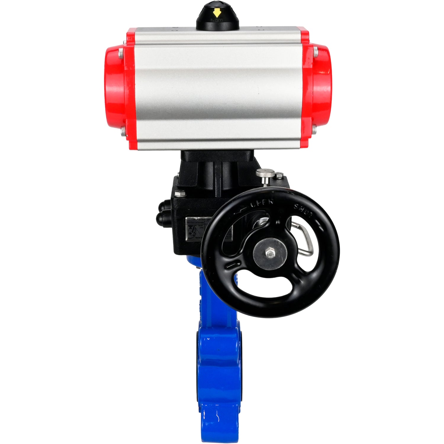 Water Butterfly Valve Elephant WBV1616N-2W-Fb-H, body material - cast iron QT450, disk material - cast iron QT450, seal - NBR, with pneumatic actuator double action PA-DA, 4M310-08 NAMUR 220V, handwheel MON
