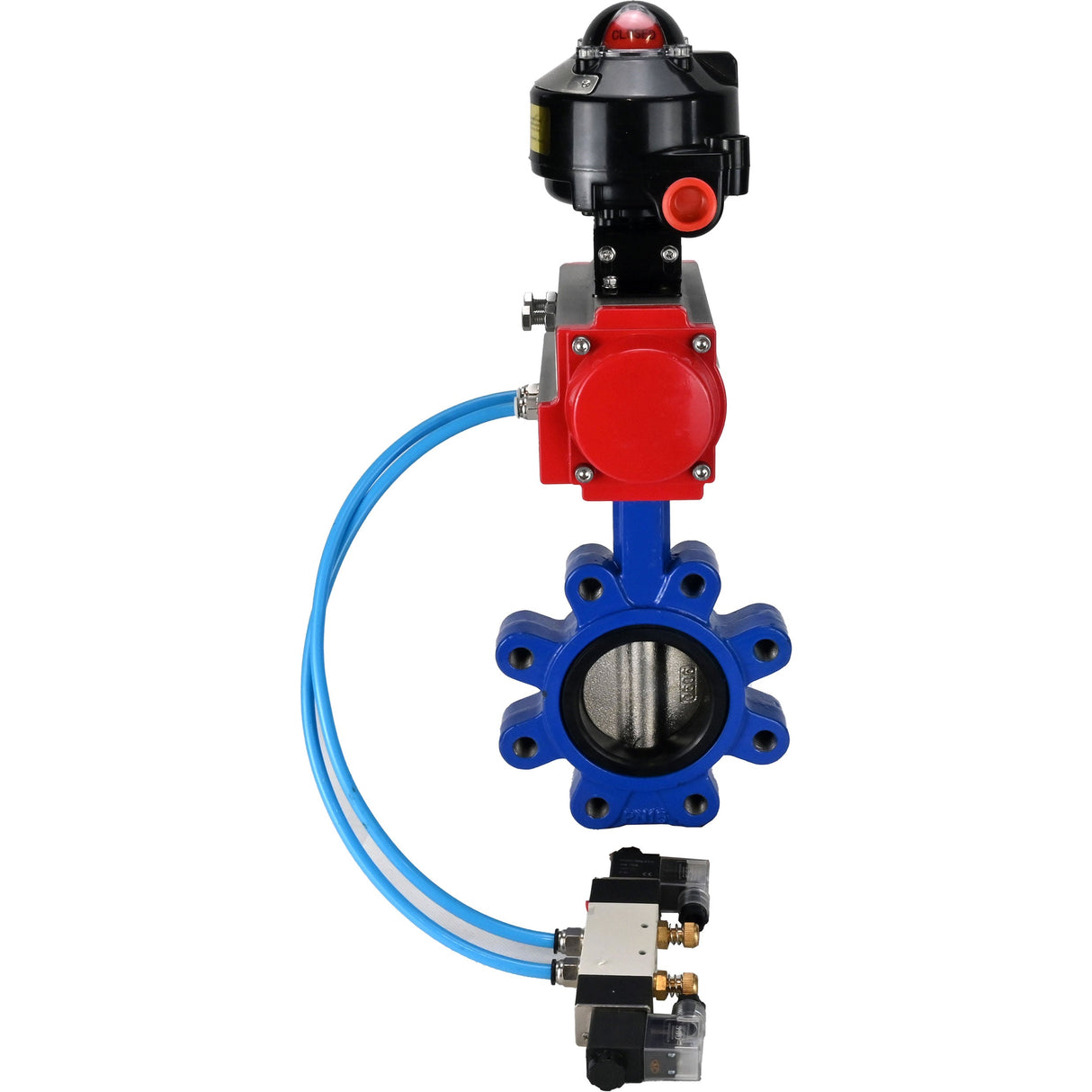 Water Butterfly Valve Elephant WBV1616N-2W-Fb-H, body material - cast iron QT450, disk material - cast iron QT450, seal - NBR, pneumatic actuator PA-SA with return springs, 4V320-08 220V, LSU APL-510N EX