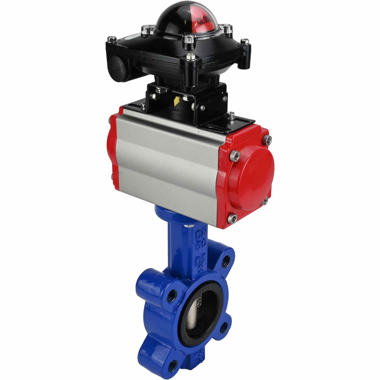 Water Butterfly Valve Elephant WBV1616E-2W-Fb-H, body material - cast iron QT450, disk material - cast iron QT450, seal - EPDM, with pneumatic actuator double action PA-DA, LSU APL-210N