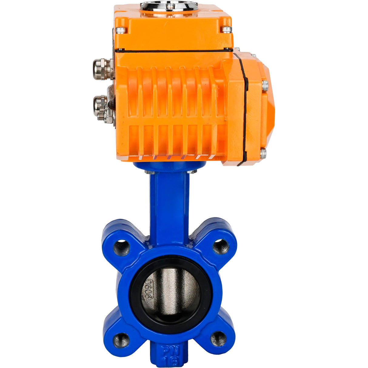 Water Butterfly Valve Elephant WBV1616N-2W-Fb-H, body material - cast iron QT450, disk material - cast iron QT450, seal - NBR, electric actuator QT-N-EM-B1-220VAC-U1 220V