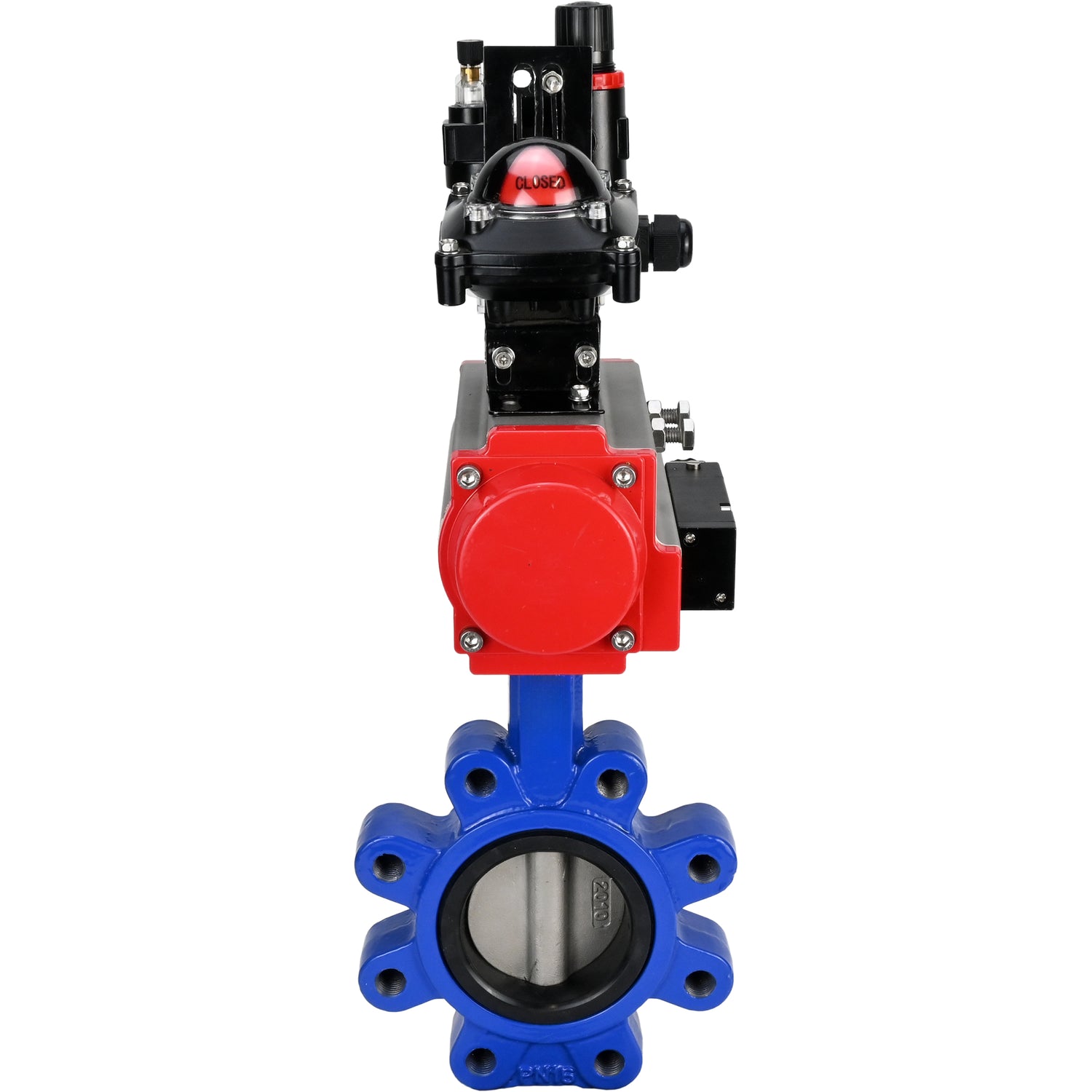 Water Butterfly Valve Elephant WBV1631N-2W-Fb-H, body material - cast iron QT450, disk material - Stainless steel AISI 304, seal - NBR, pneumatic actuator PA-DA double action, 4M310-08 220V, LSU APL-210N, ATU AFC2000