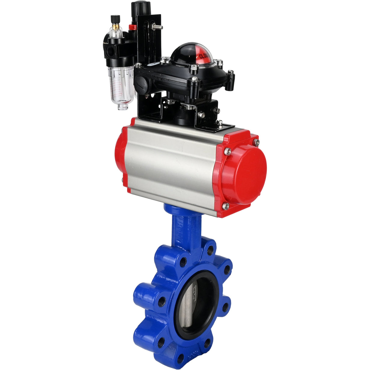 Water Butterfly Valve Elephant WBV1631E-2W-Fb-H, body material - cast iron QT450, disk material - Stainless steel AISI 304, seal - EPDM, pneumatic actuator PA-SA with return springs, 4M310-08 NAMUR 220V, LSU APL-210N, ATU AFC2000