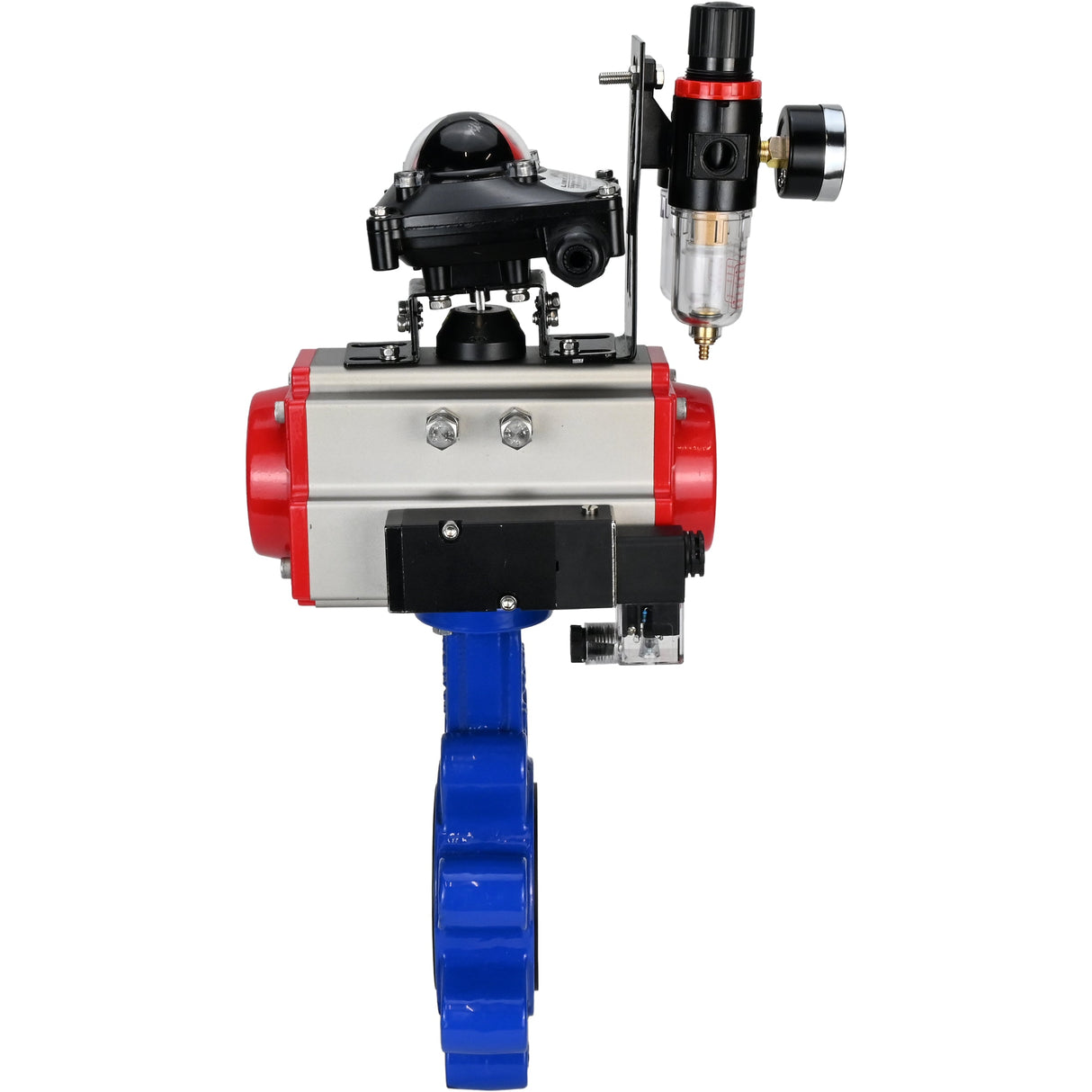 Water Butterfly Valve Elephant WBV1631N-2W-Fb-H, body material - cast iron QT450, disk material - Stainless steel AISI 304, seal - NBR, pneumatic actuator PA-SA with return springs, 4M310-08 NAMUR 220V, LSU APL-210N ATU AFC2000