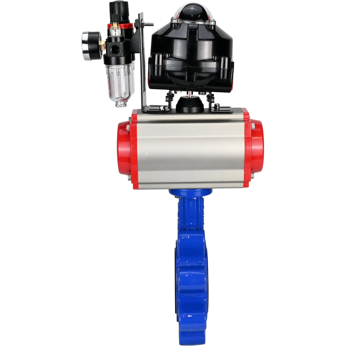 Water Butterfly Valve Elephant WBV1631N-2W-Fb-H, body material - cast iron QT450, disk material - Stainless steel AISI 304, seal - NBR, pneumatic actuator PA-SA with return springs, 4M310-08 NAMUR 220V, LSU APL-510N EX, ATU AFC2000