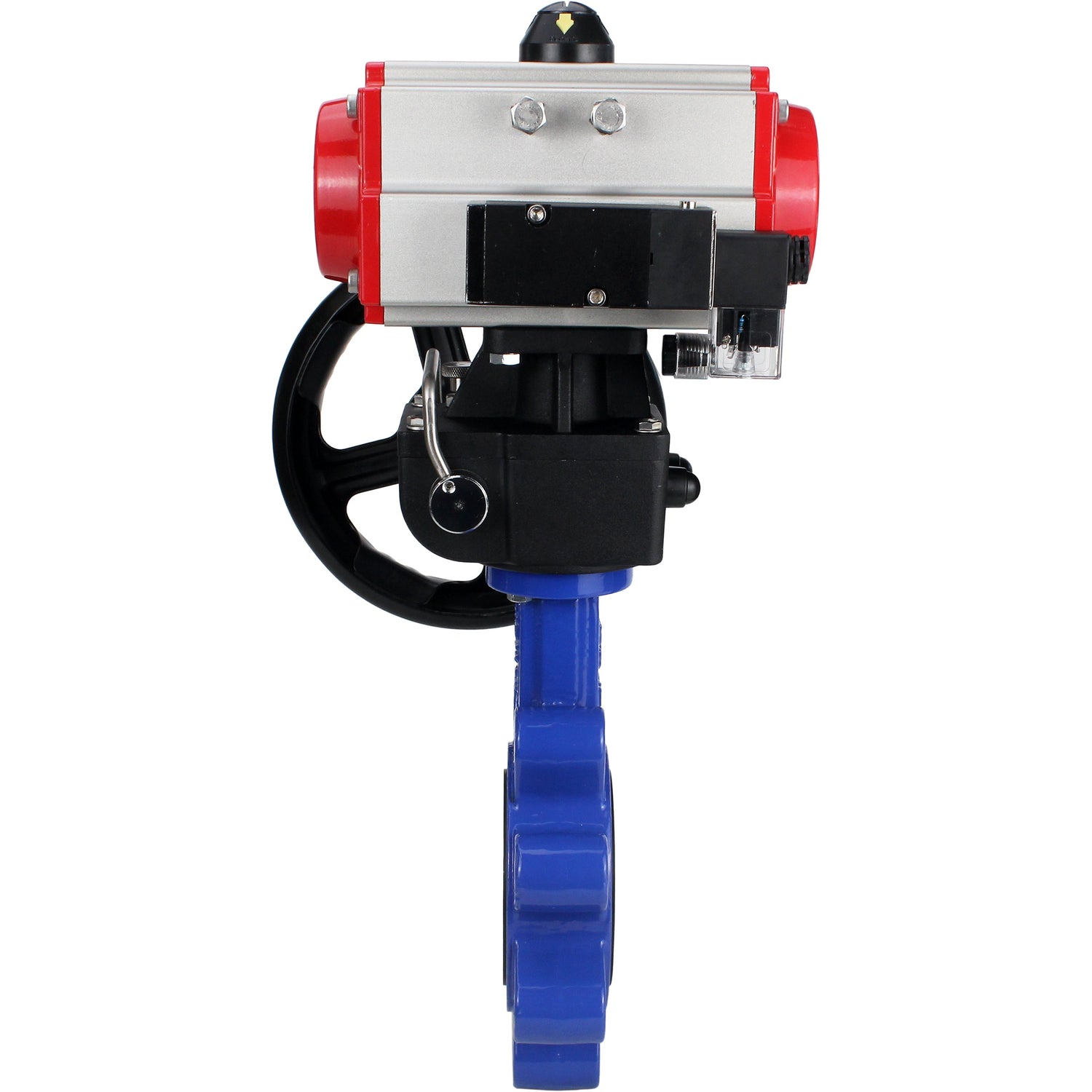 Water Butterfly Valve Elephant WBV1631N-2W-Fb-H, body material - cast iron QT450, disk material - stainless steel AISI 304, seal - NBR, with pneumatic actuator double action PA-DA, 4M310-08 NAMUR 24V, handwheel MON