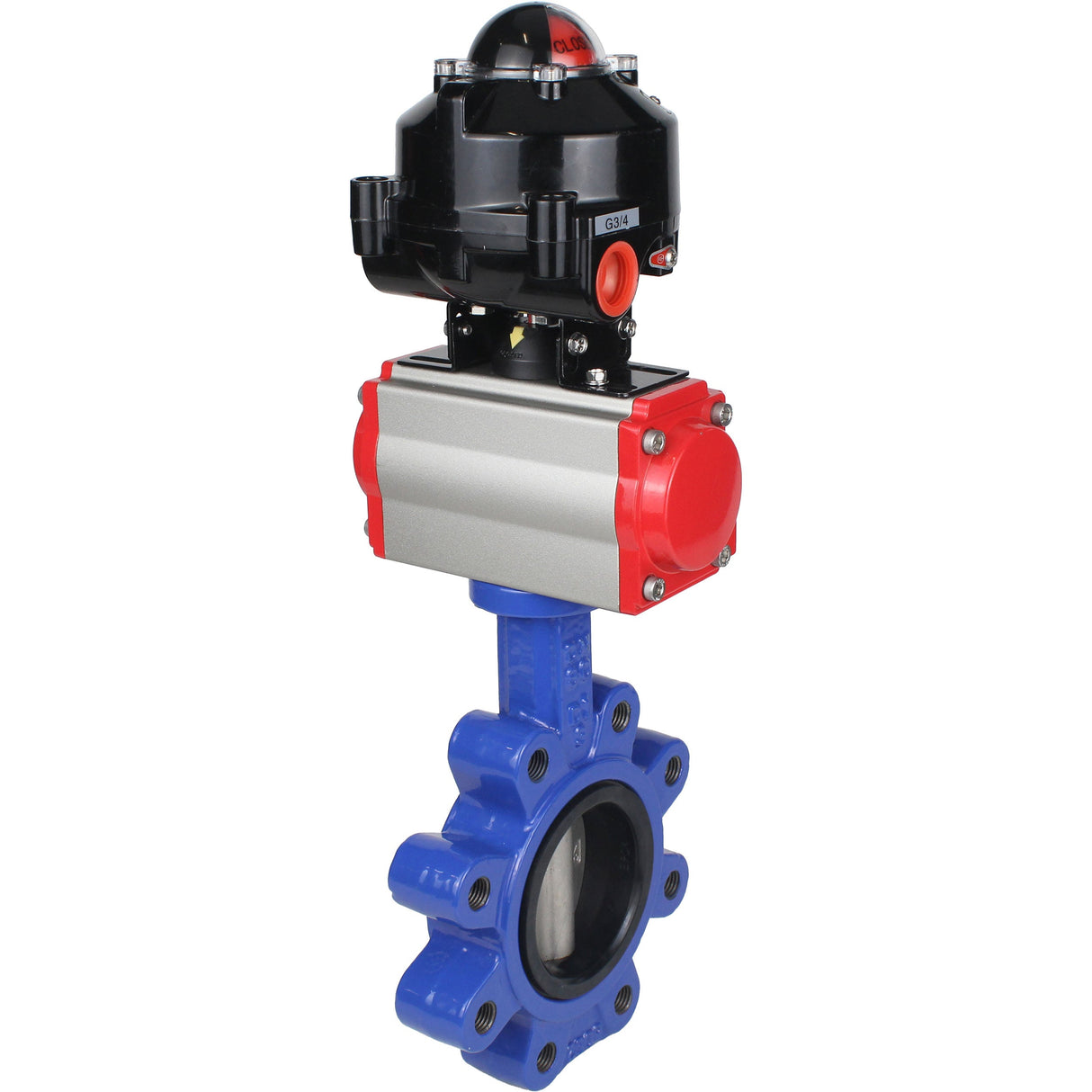 Water Butterfly Valve Elephant WBV1631N-2W-Fb-H, body material - cast iron QT450, disk material - Stainless steel AISI 304, seal - NBR, pneumatic actuator PA-SA with return springs, 4M310-08 NAMUR 24V, LSU APL-510N EX