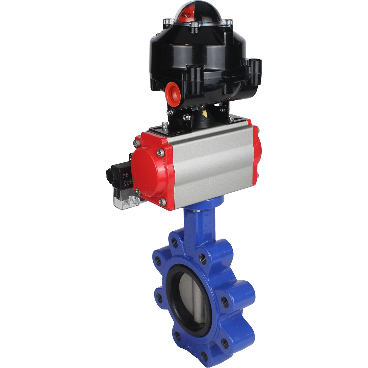 Water Butterfly Valve Elephant WBV1631E-2W-Fb-H, body material - cast iron QT450, disk material - Stainless steel AISI 304, seal - EPDM, pneumatic actuator PA-SA with return springs, 4M310-08 NAMUR 24V, LSU APL-510N EX