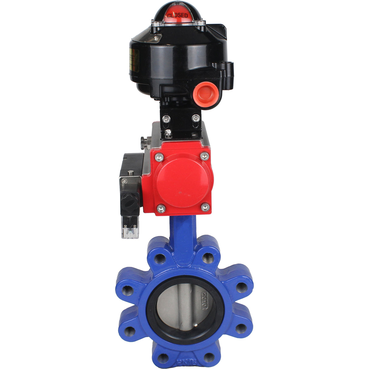 Water Butterfly Valve Elephant WBV1631N-2W-Fb-H, body material - cast iron QT450, disk material - Stainless steel AISI 304, seal - NBR, pneumatic actuator PA-SA with return springs, 4M310-08 NAMUR 24V, LSU APL-510N EX