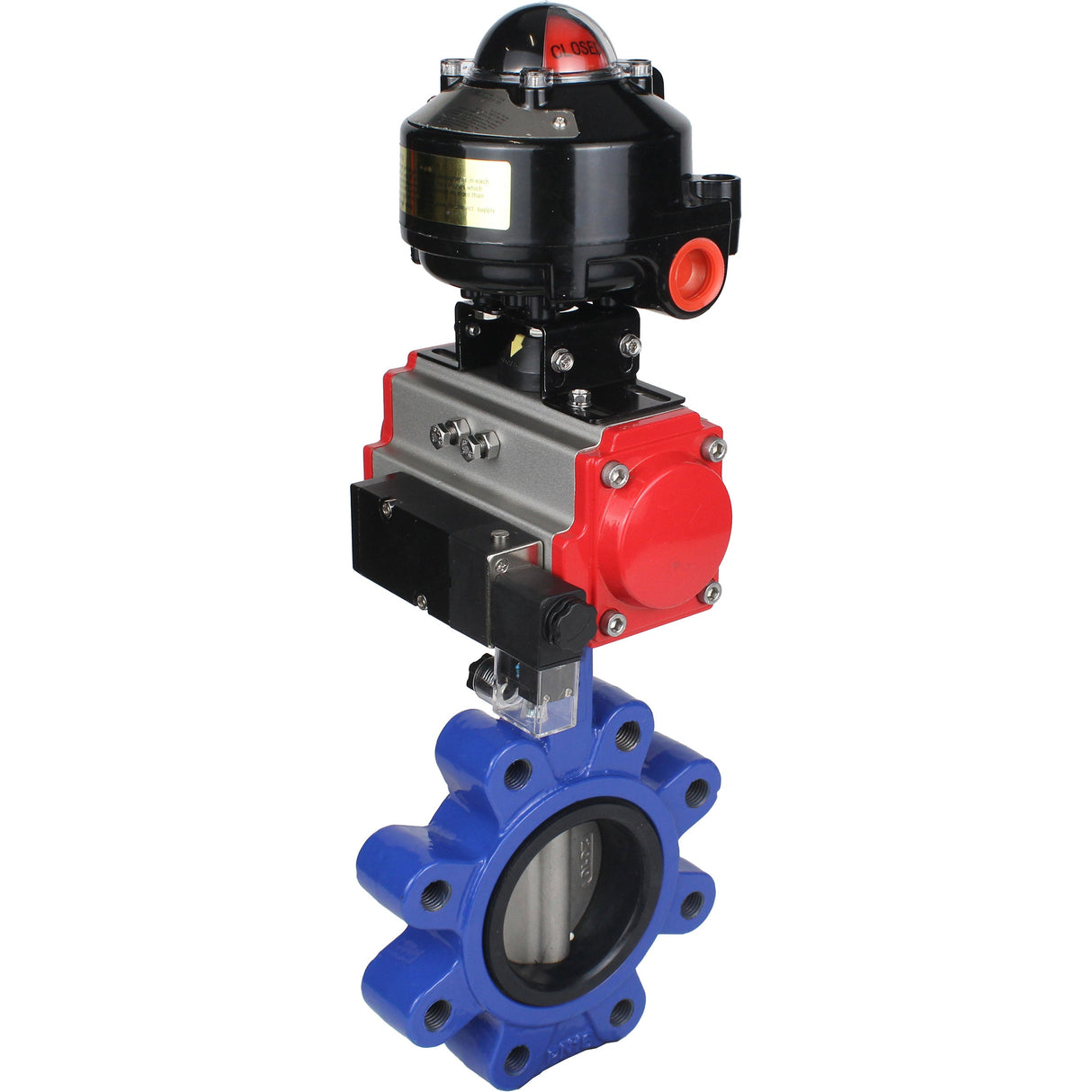 Water Butterfly Valve Elephant WBV1631E-2W-Fb-H, body material - cast iron QT450, disk material - Stainless steel AISI 304, seal - EPDM, pneumatic actuator PA-SA with return springs, 4M310-08 NAMUR 220V, LSU APL-510N EX