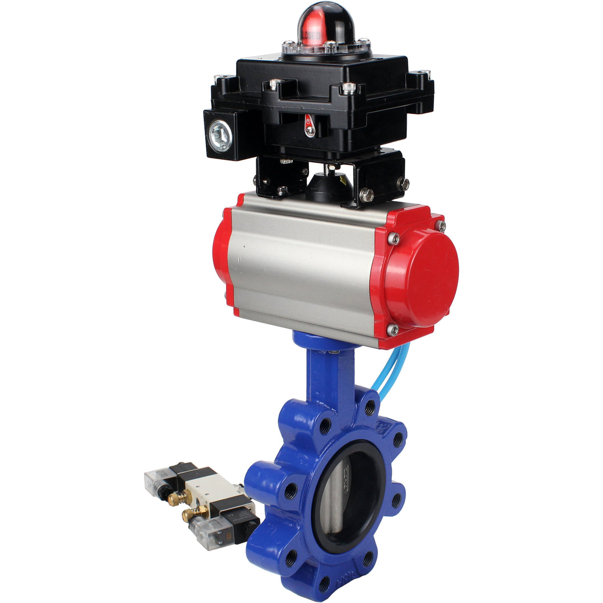 Water Butterfly Valve Elephant WBV1631N-2W-Fb-H, body material - cast iron QT450, disk material - Stainless steel AISI 304, seal - NBR, pneumatic actuator PA-SA with return springs, 4V320-08 220V, LSU APL-410N EX