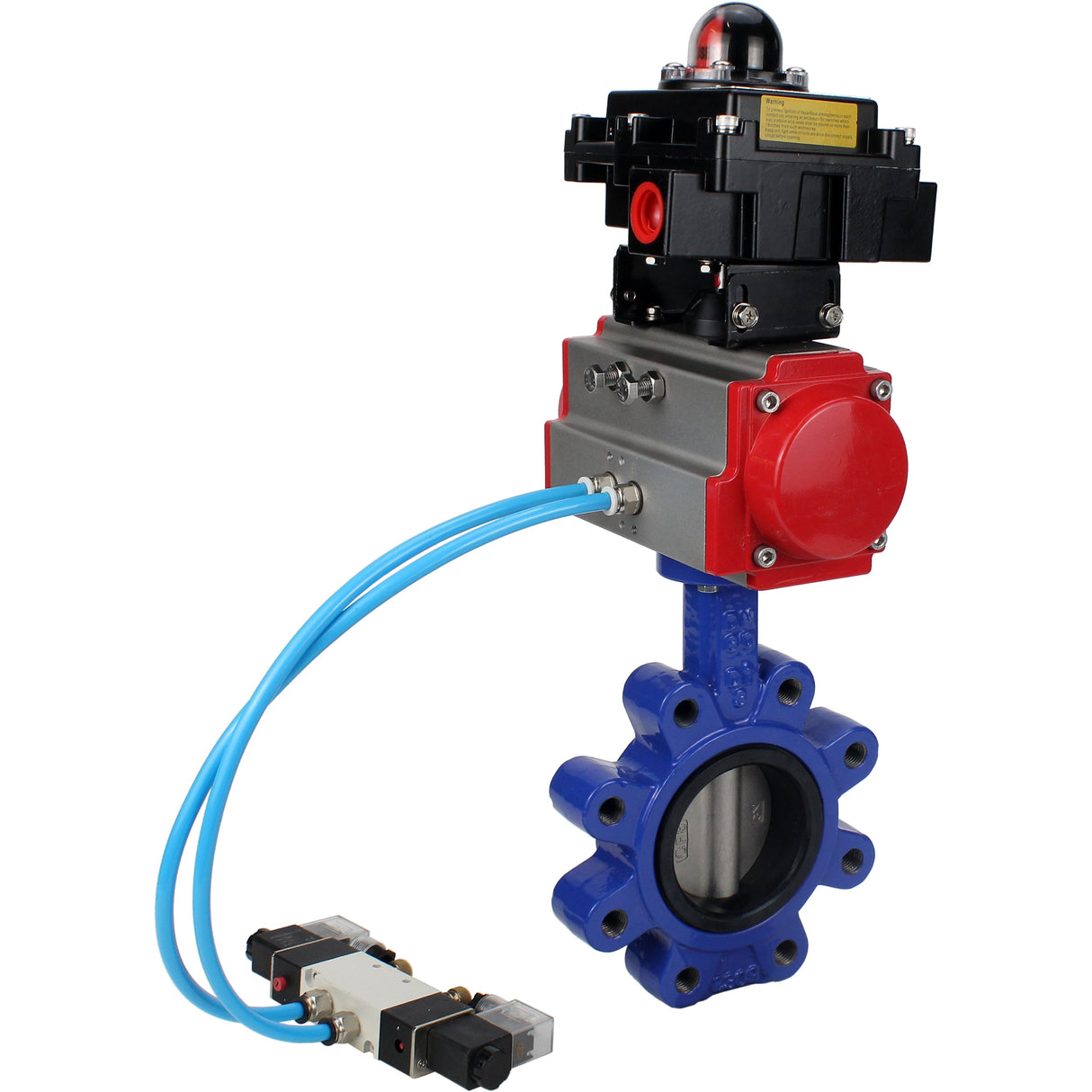 Water Butterfly Valve Elephant WBV1631E-2W-Fb-H, body material - cast iron QT450, disk material - Stainless steel AISI 304, seal - EPDM, pneumatic actuator PA-SA with return springs, 4V320-10 220V, LSU APL-410N EX