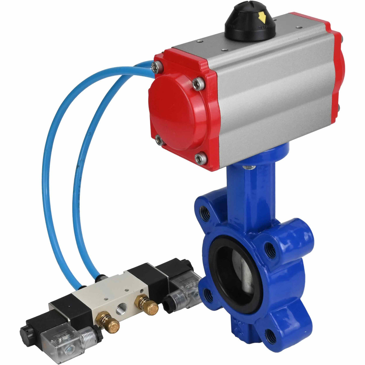 Water Butterfly Valve Elephant WBV1631N-2W-Fb-H, body material - cast iron QT450, disk material - stainless steel AISI 304, seal - NBR, with pneumatic actuator double action PA-DA, 4V320-10 220V