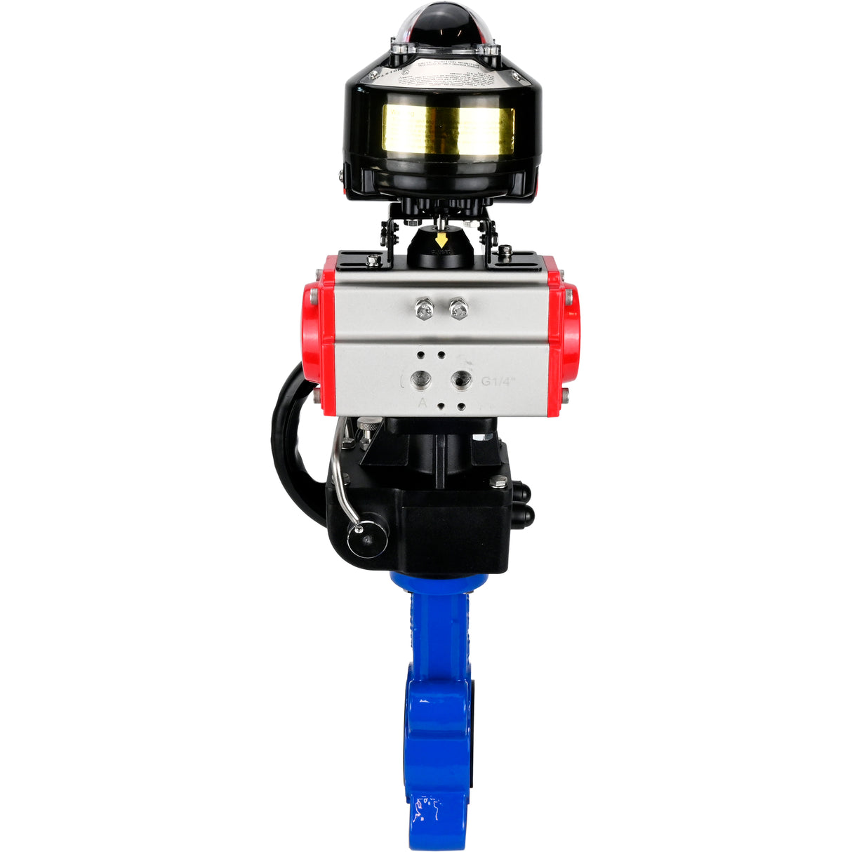 Water Butterfly Valve Elephant WBV1631N-2W-Fb-H, body material - cast iron QT450, disk material - stainless steel AISI 304, seal - NBR, with pneumatic actuator double action PA-DA, handwheel MON, LSU APL-510N EX