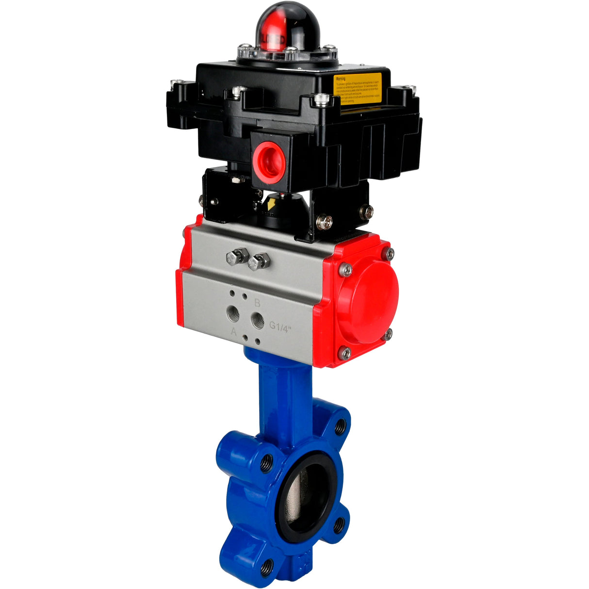 Water Butterfly Valve Elephant WBV1631E-2W-Fb-H, body material - cast iron QT450, disk material - stainless steel AISI 304, seal - EPDM, with pneumatic actuator double action PA-DA, LSU APL-410N EX