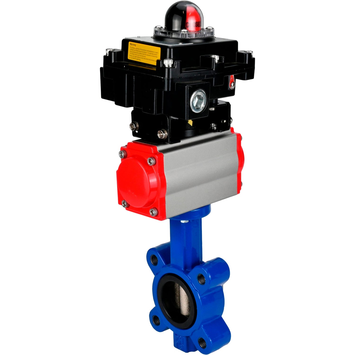 Water Butterfly Valve Elephant WBV1631N-2W-Fb-H, body material - cast iron QT450, disk material - stainless steel AISI 304, seal - NBR, with pneumatic actuator double action PA-DA, LSU APL-410N EX