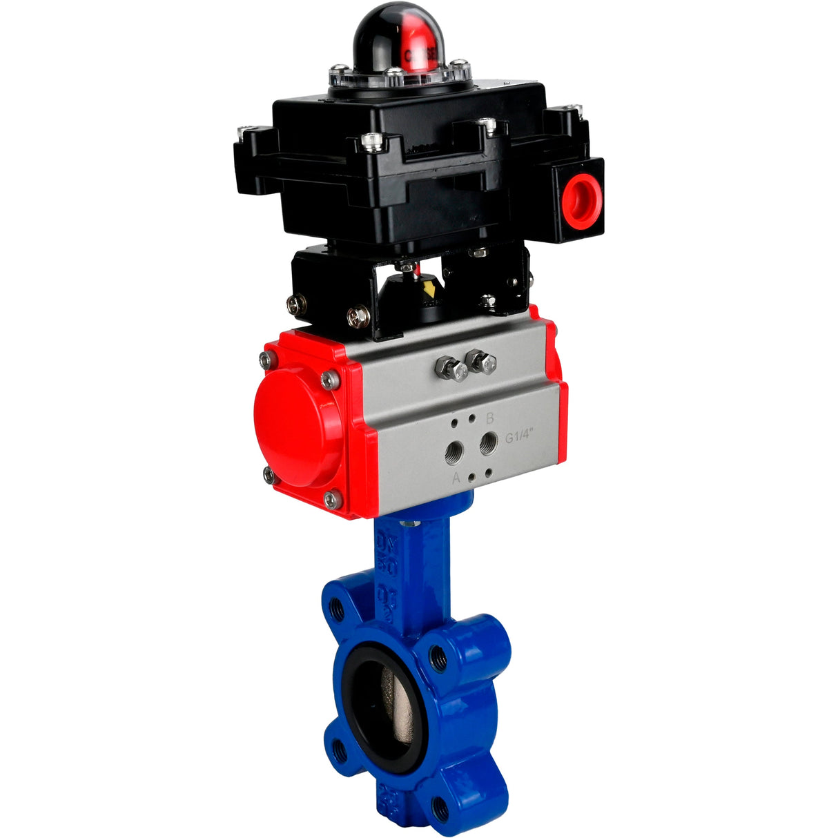 Water Butterfly Valve Elephant WBV1631E-2W-Fb-H, body material - cast iron QT450, disk material - stainless steel AISI 304, seal - EPDM, with pneumatic actuator double action PA-DA, LSU APL-410N EX