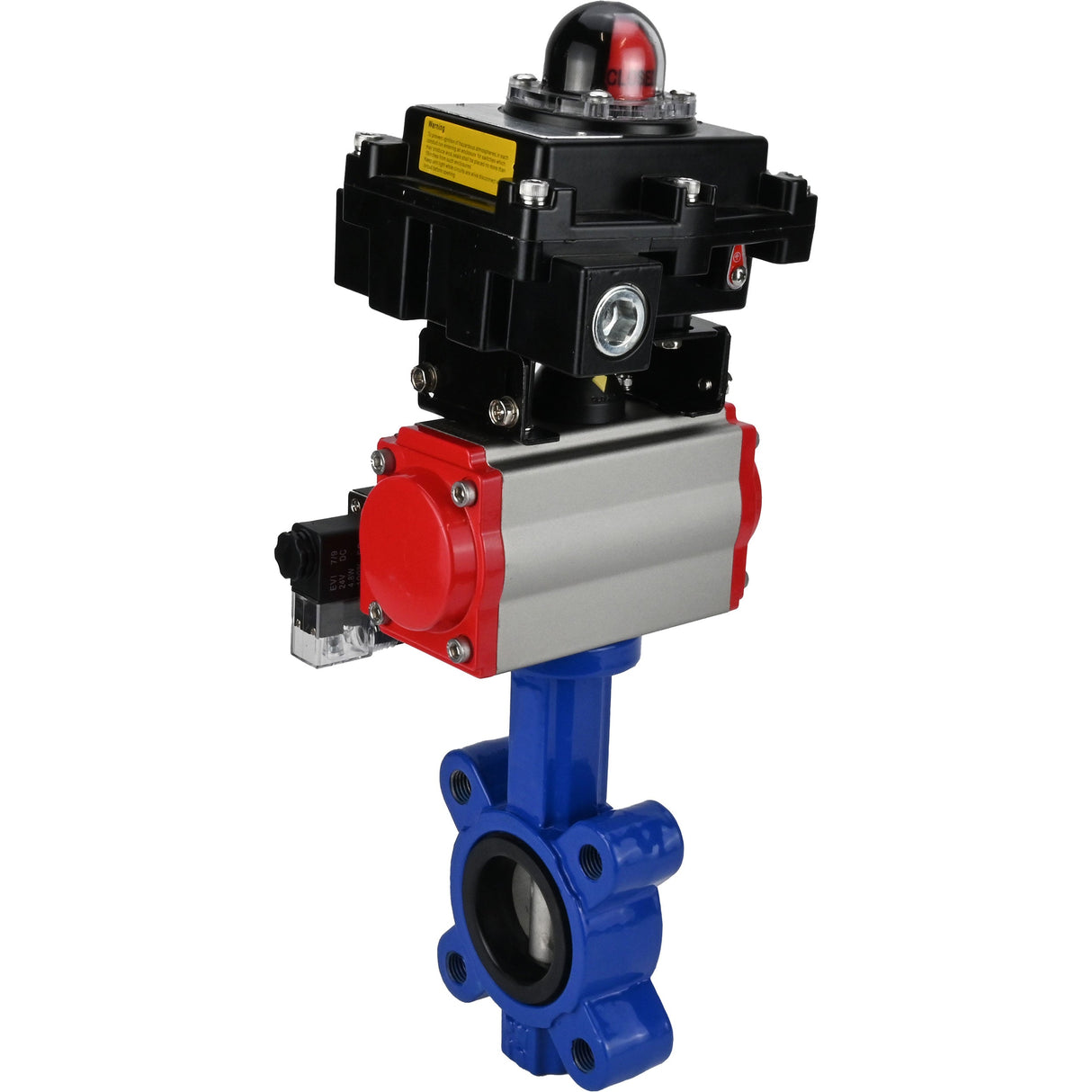 Water Butterfly Valve Elephant WBV1631E-2W-Fb-H, body material - cast iron QT450, disk material - Stainless steel AISI 304, seal - EPDM, pneumatic actuator PA-SA with return springs, 4M310-08 NAMUR 220V, LSU APL-410N EX