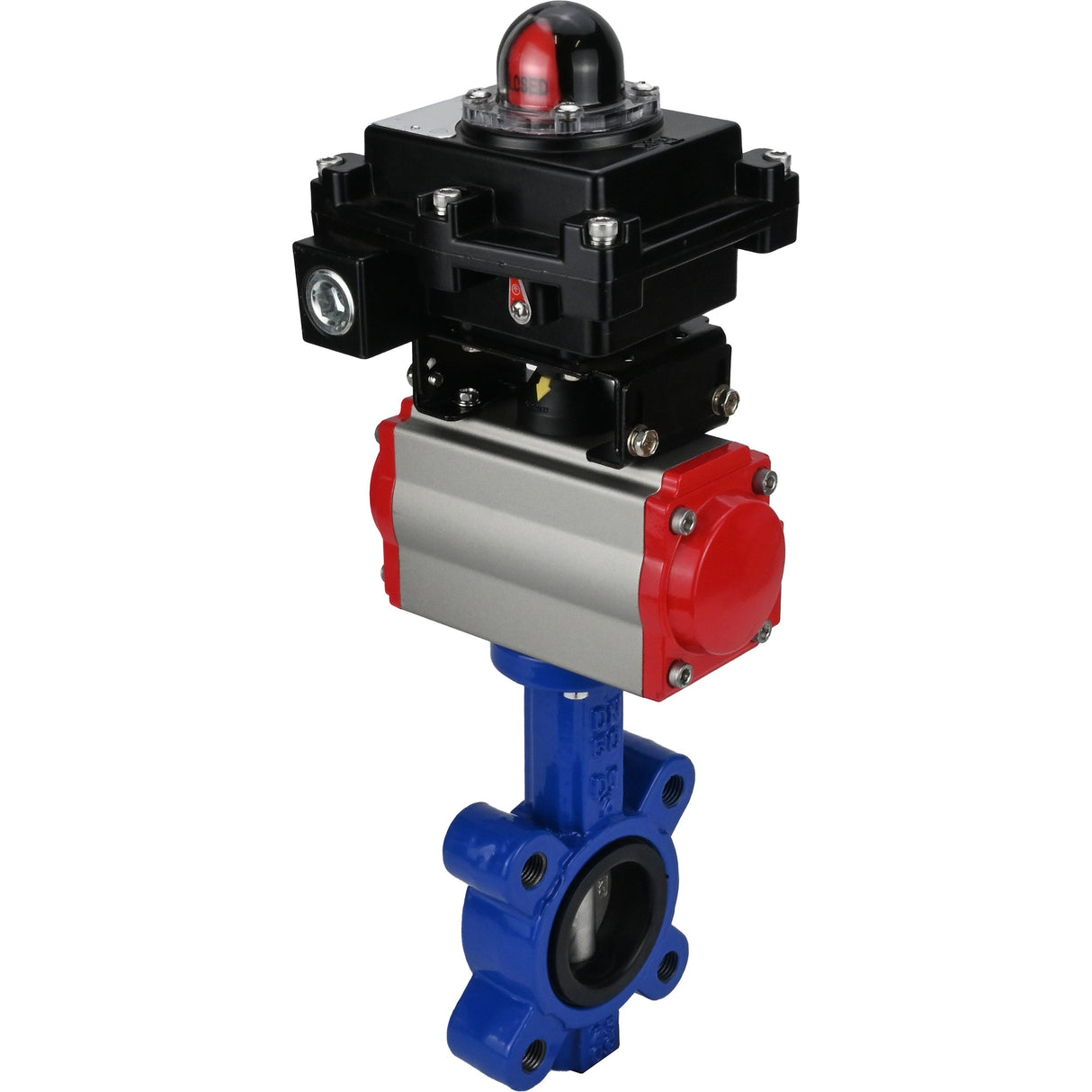 Water Butterfly Valve Elephant WBV1631E-2W-Fb-H, body material - cast iron QT450, disk material - Stainless steel AISI 304, seal - EPDM, pneumatic actuator PA-SA with return springs, 4M310-08 NAMUR 24V, LSU APL-410N EX