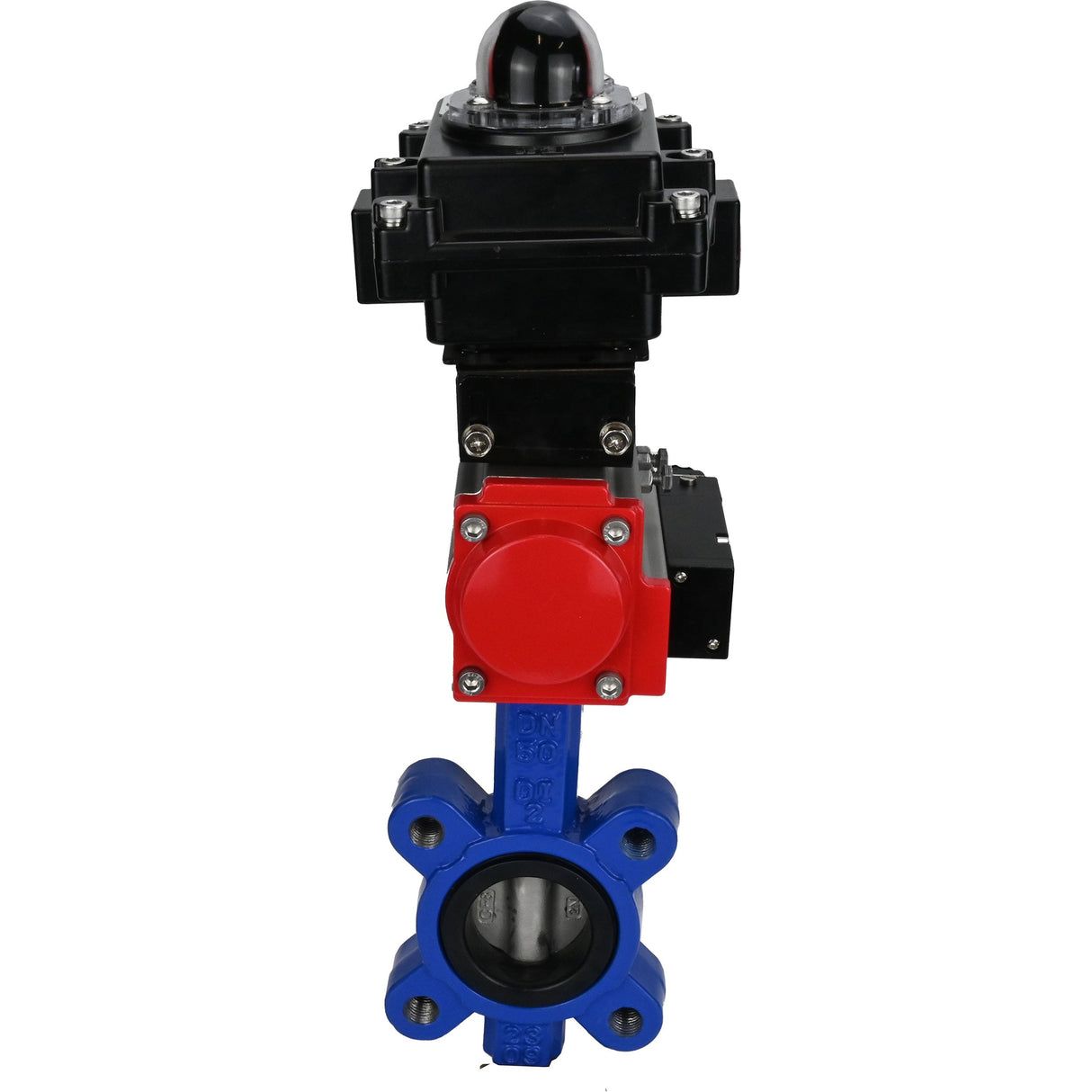 Water Butterfly Valve Elephant WBV1631E-2W-Fb-H, body material - cast iron QT450, disk material - Stainless steel AISI 304, seal - EPDM, pneumatic actuator PA-SA with return springs, 4M310-08 NAMUR 24V, LSU APL-410N EX