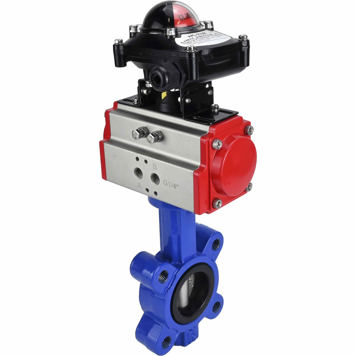 Water Butterfly Valve Elephant WBV1631E-2W-Fb-H, body material - cast iron QT450, disk material - Stainless steel AISI 304, seal - EPDM, pneumatic actuator PA-SA with return springs, LSU APL-210N