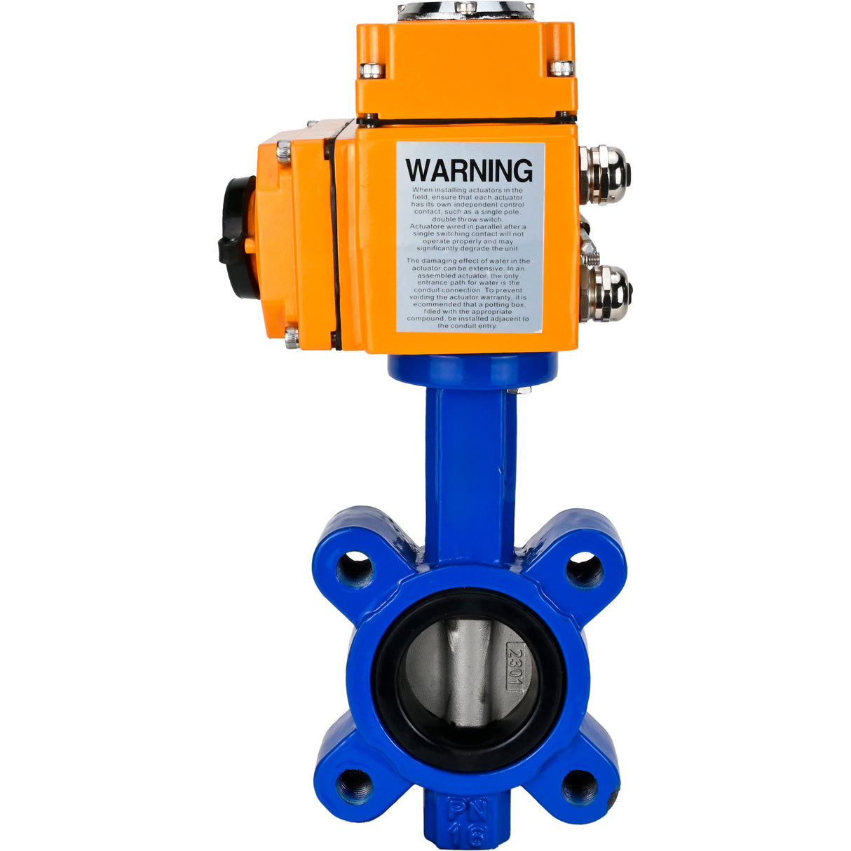 Water Butterfly Valve Elephant WBV1631E-2W-Fb-H, body material - cast iron QT450, disk material - Stainless steel AISI 304, seal - EPDM, electric actuator QT-N-EM-O1-24VDC-U1 24V