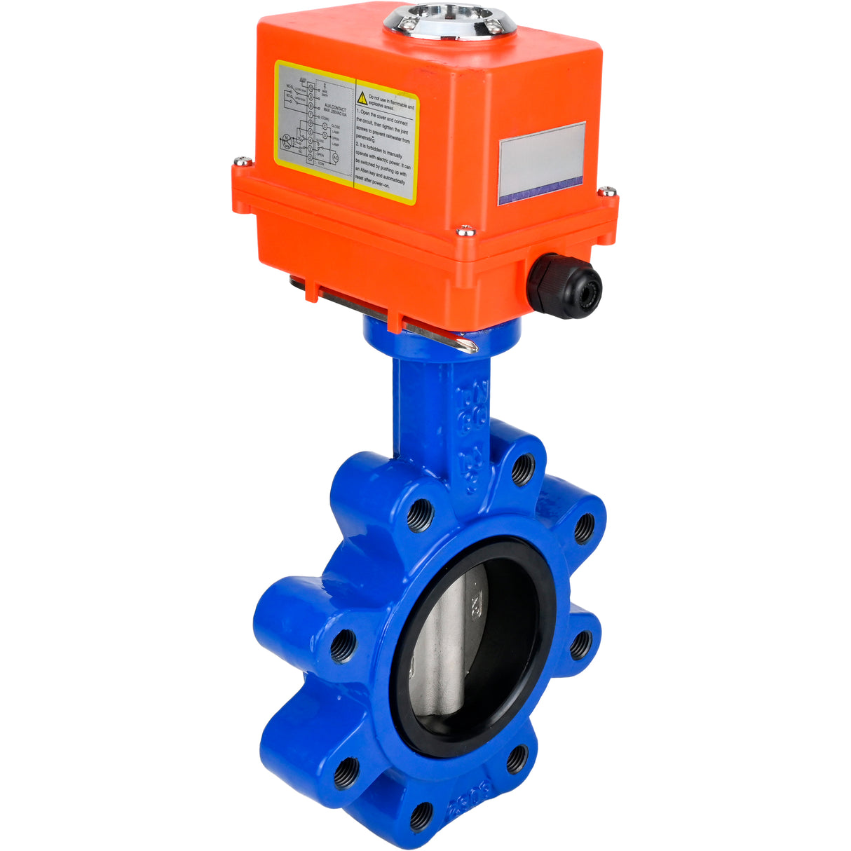 Water Butterfly Valve Elephant WBV1631E-2W-Fb-H, body material - cast iron QT450, disk material - Stainless steel AISI 304, seal - EPDM, electric actuator QT-N-EM-O1-220VAC-U1 MINI 220V