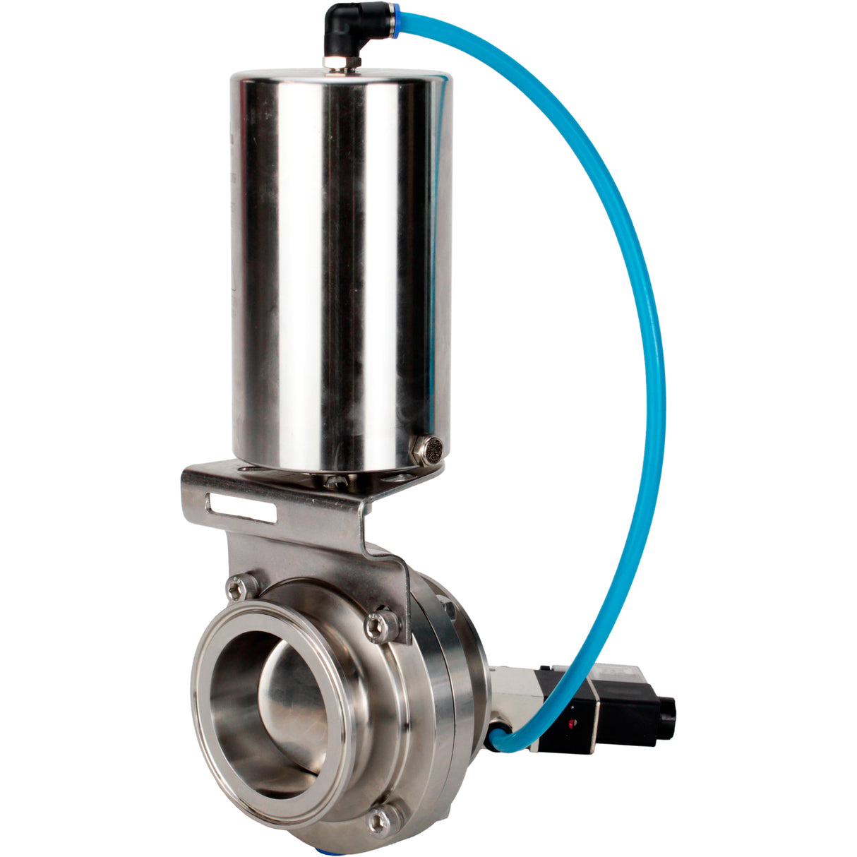 Water Butterfly valves Elephant WBV3131E-2W-C-H, body material - stainless steel AISI 304, seal - EPDM, with pneumatic actuator PA-SA-85, pneumatic distributor 4V320-10 220V