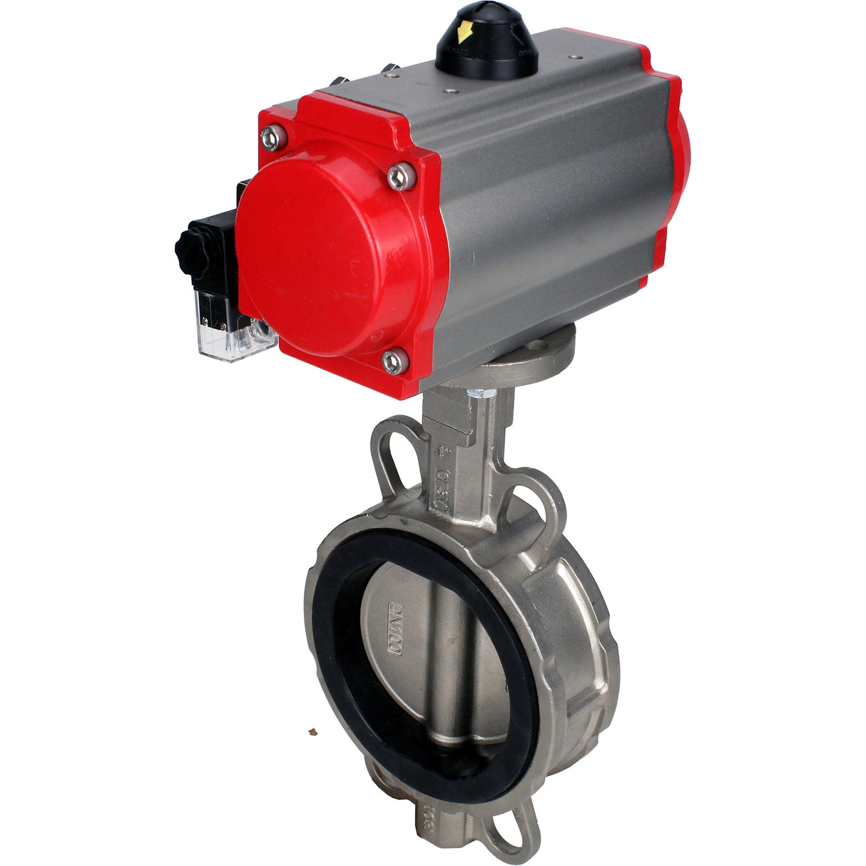 Water Butterfly Valve Elephant WBV3131E-2W-Fb-H, body material - Stainless steel AISI 304, disk material - Stainless steel AISI 304, seal - EPDM, pneumatic actuator PA-SA with return springs, 4M310-08 NAMUR 24V