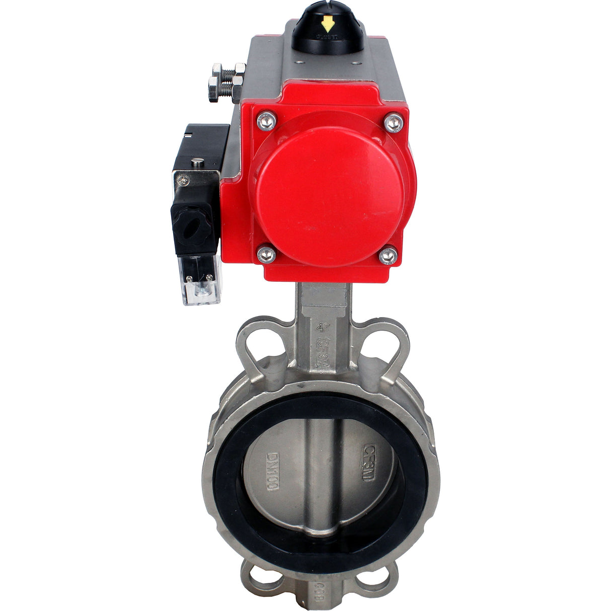 Water Butterfly Valve Elephant WBV3131E-2W-Fb-H, body material - Stainless steel AISI 304, disk material - Stainless steel AISI 304, seal - EPDM, pneumatic actuator PA-SA with return springs, 4M310-08 NAMUR 220V