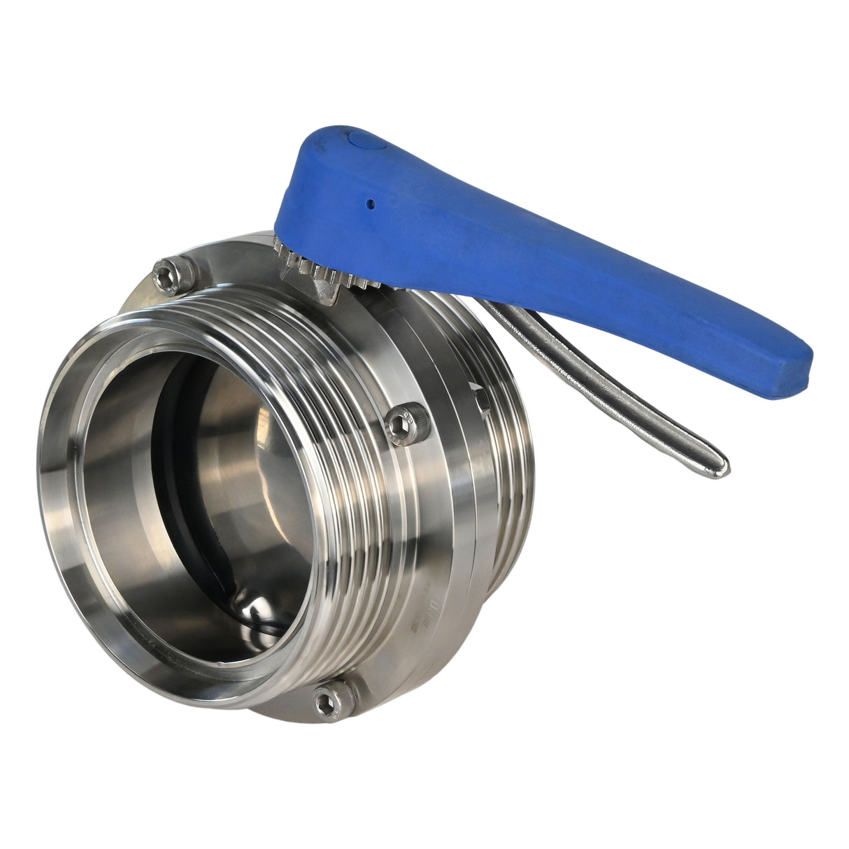 Water Butterfly Valve Elephant WBV3131E-2W-T-H, body material - food grade stainless steel 304, disk material - Stainless steel AISI 304, seal - EPDM, threaded, with handle