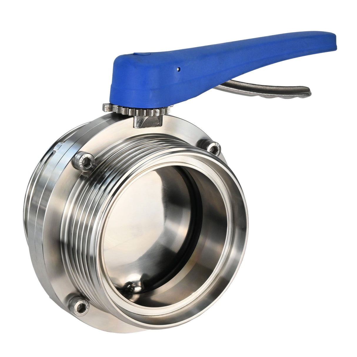 Water Butterfly Valve Elephant WBV3131E-2W-T-H, body material - food grade stainless steel 304, disk material - Stainless steel AISI 304, seal - EPDM, threaded, with handle