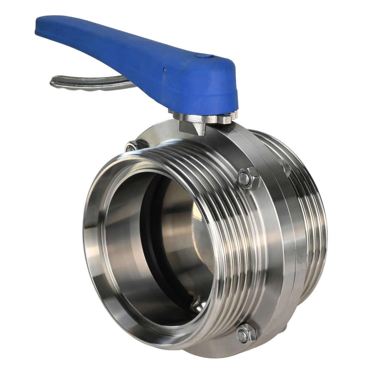 Water Butterfly Valve Elephant WBV3131E-2W-T-H, body material - food grade stainless steel 304, disk material - Stainless steel AISI 304, seal - EPDM, threaded, with handle
