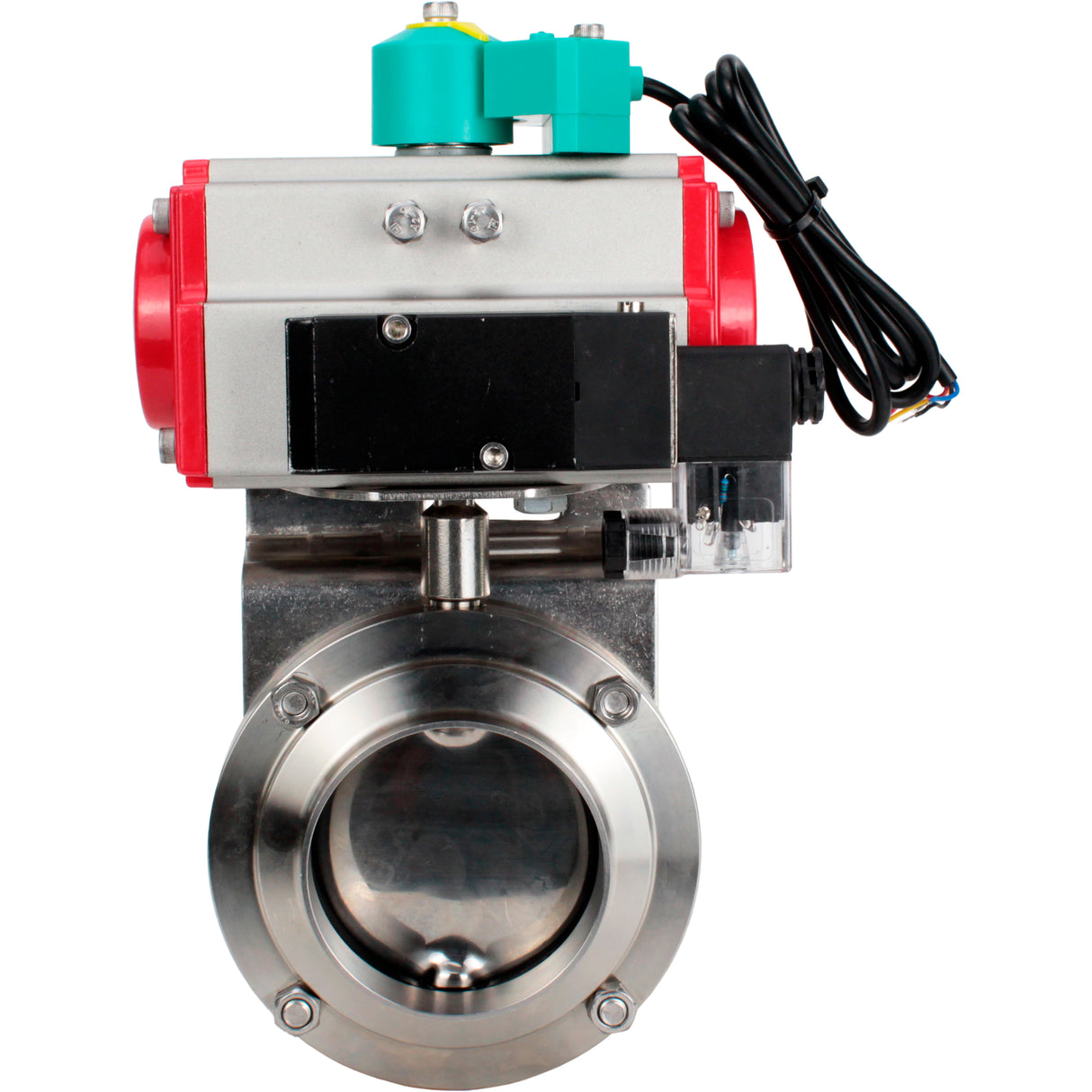 Disc rotary valves Elephant WBV3131E-2W-T-H DN15-100 10 bar threaded, food-grade stainless steel 304, seal - EPDM, with pneumatic actuator PA-DA-XXX, pneumatic distributor 4M310-08 NAMUR 220V and ALS200D magnetic switch