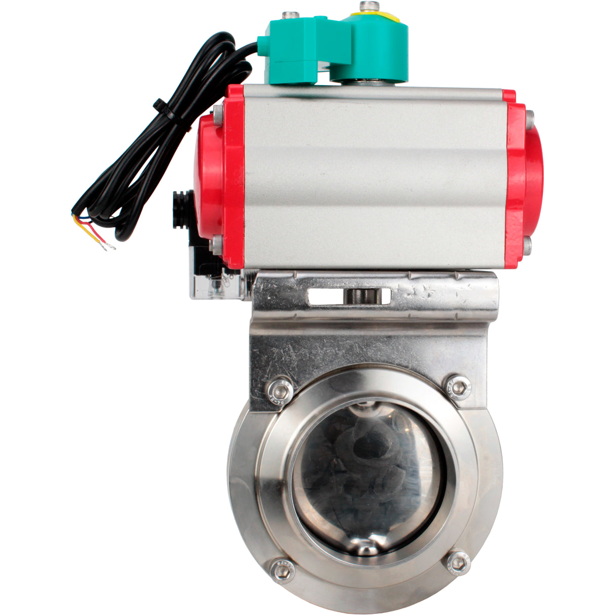 Disc rotary valves Elephant WBV3131E-2W-T-H DN15-100 10 bar threaded, food-grade stainless steel 304, seal - EPDM, with pneumatic actuator PA-DA-XXX, pneumatic distributor 4M310-08 NAMUR 220V and ALS200D magnetic switch