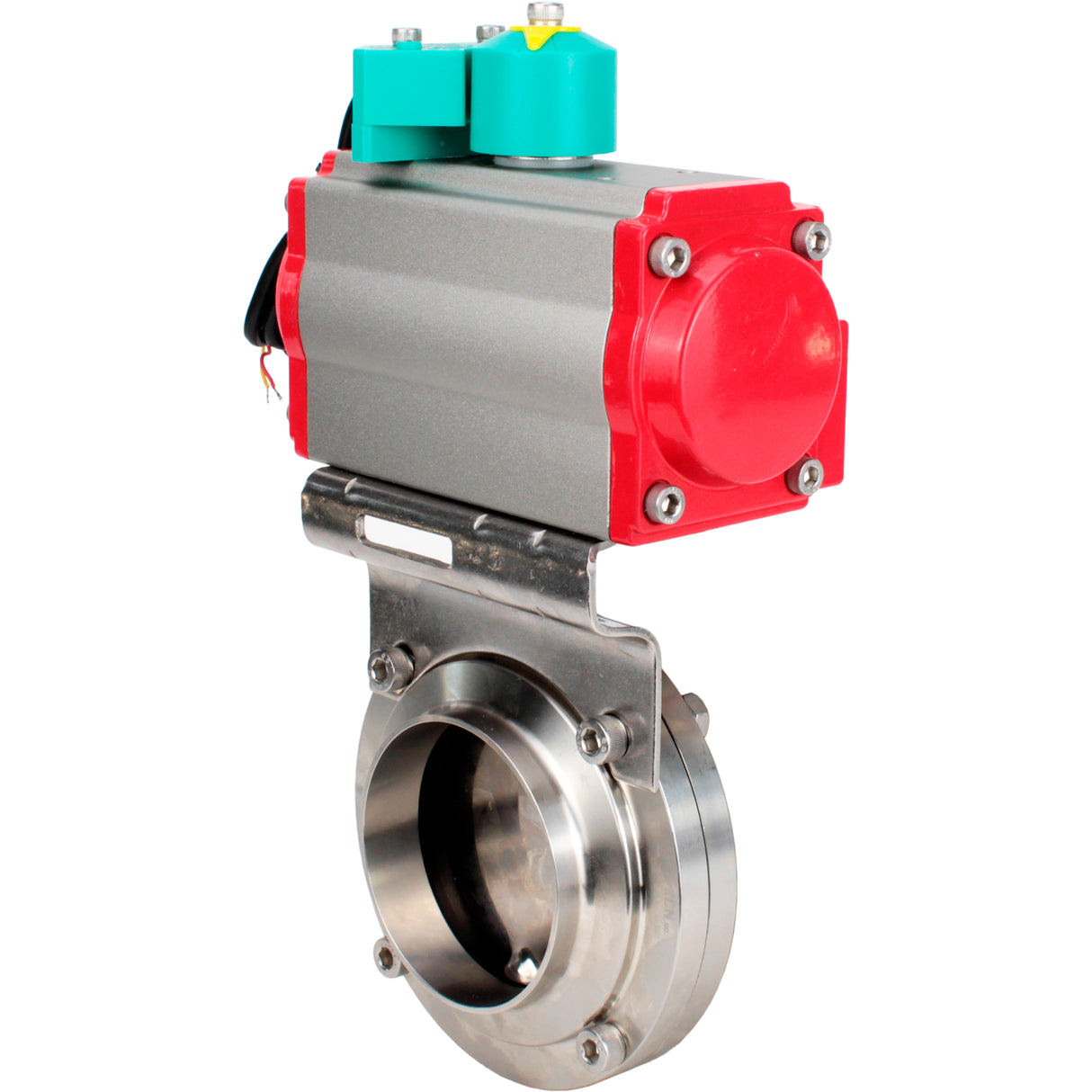 Disc rotary valves Elephant WBV3131E-2W-T-H DN15-100 10 bar threaded, food-grade stainless steel 304, seal - EPDM, with pneumatic actuator PA-DA-XXX, pneumatic distributor 4M310-08 NAMUR 220V and ALS200D magnetic switch