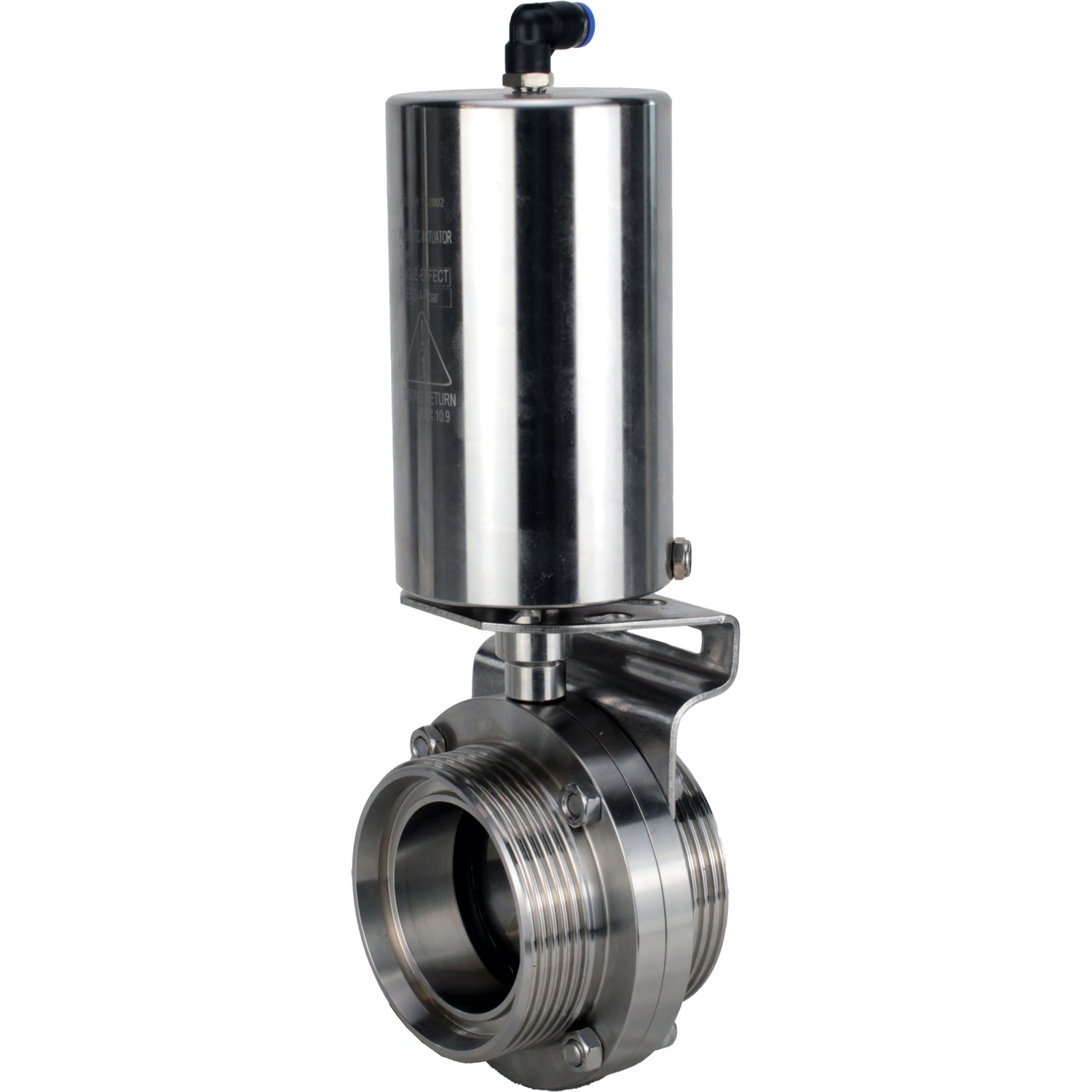 Water Butterfly valves Elephant WBV3131S-2W-T-H, body material - stainless steel AISI 304, seal - Silicon, with pneumatic actuator PA-SA-85