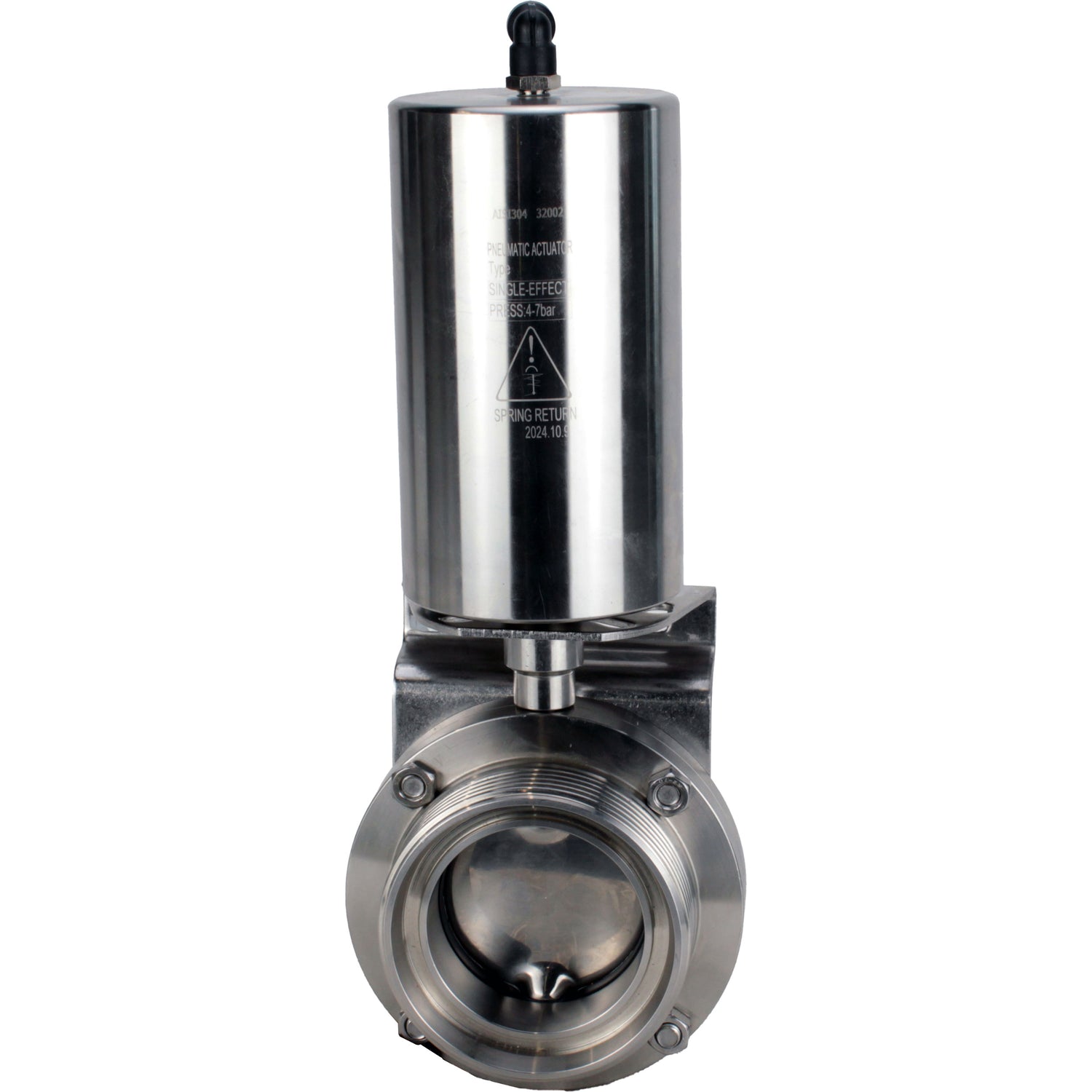 Water Butterfly valves Elephant WBV3131S-2W-T-H, body material - stainless steel AISI 304, seal - Silicon, with pneumatic actuator PA-SA-85