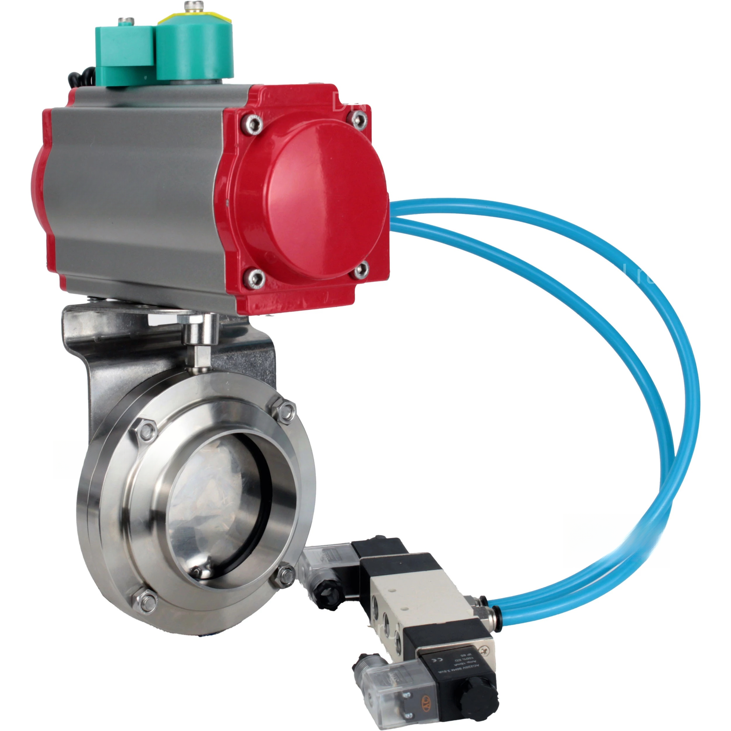 Disc rotary valves Elephant WBV3131S-2W-W-H DN15-100 10 bar for welding, food-grade stainless steel 304, seal - Silicon, with pneumatic actuator PA-DA-XXX, pneumatic distributor 4V320-10 220V and ALS200D magnetic switch