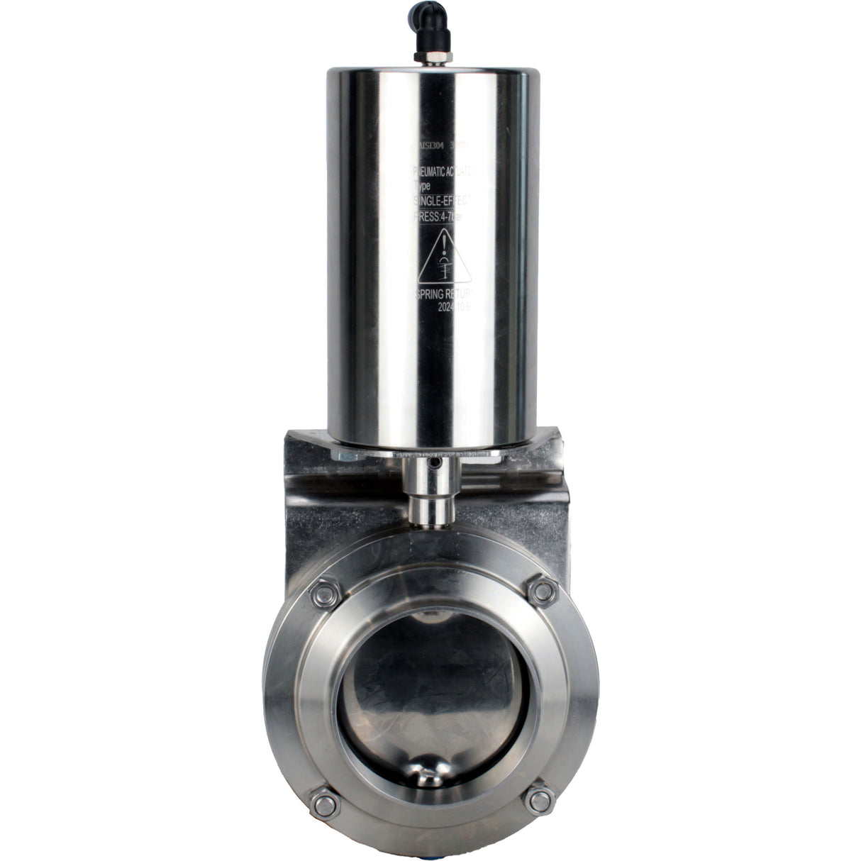 Water Butterfly valves Elephant WBV3131S-2W-W-H, body material - stainless steel AISI 304, seal - Silicon, with pneumatic actuator PA-SA-85