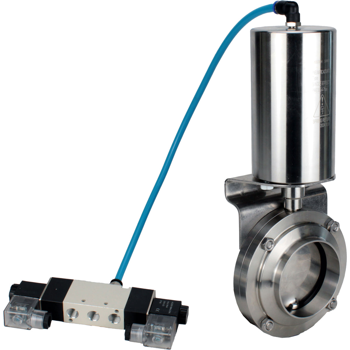 Water Butterfly valves Elephant WBV3131S-2W-W-H, body material - stainless steel AISI 304, seal - Silicon, with pneumatic actuator PA-SA-85, pneumatic distributor 4V320-10 220V