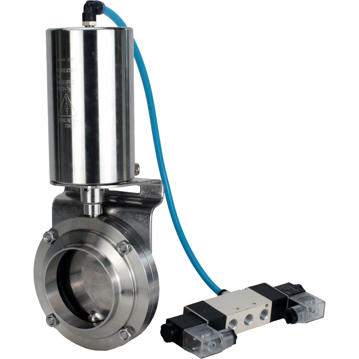 Water Butterfly valves Elephant WBV3131S-2W-W-H, body material - stainless steel AISI 304, seal - Silicon, with pneumatic actuator PA-SA-85, pneumatic distributor 4V320-10 220V