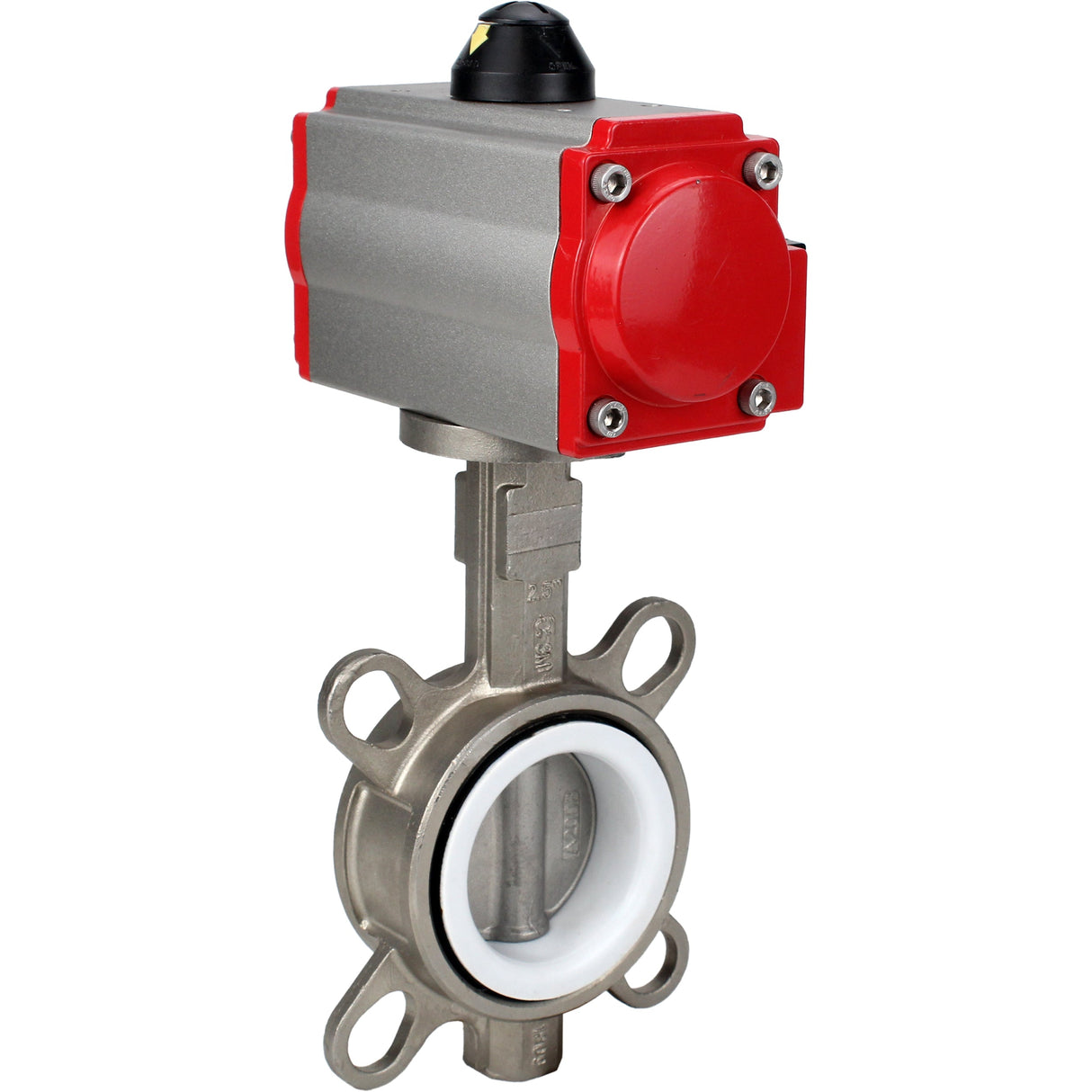 Water Butterfly Valve Elephant WBV3131P-2W-Fb-H, body material - Stainless steel AISI 304, disk material - Stainless steel AISI 304, seal - PTFE, pneumatic actuator PA-SA with return springs, 4M310-08 NAMUR 220V