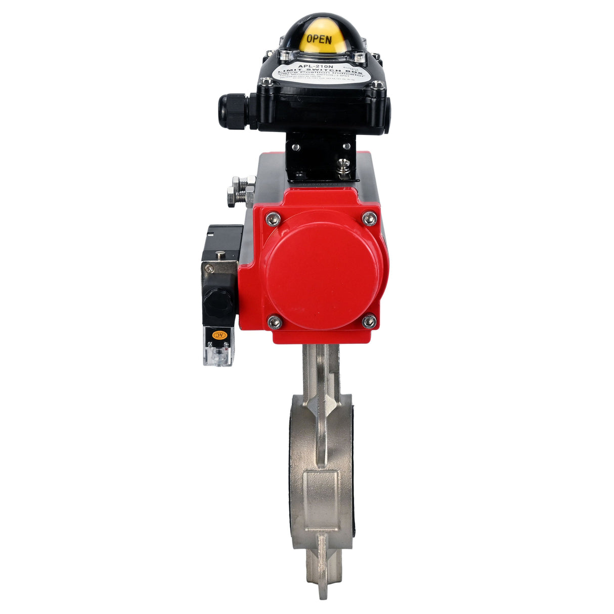 Water Butterfly Valve Elephant WBV3131P-2W-Fb-H, body material - Stainless steel AISI 304, disk material - Stainless steel AISI 304, seal - PTFE, pneumatic actuator PA-SA with return springs, 4M310-08 NAMUR 24V, LSU APL-210N