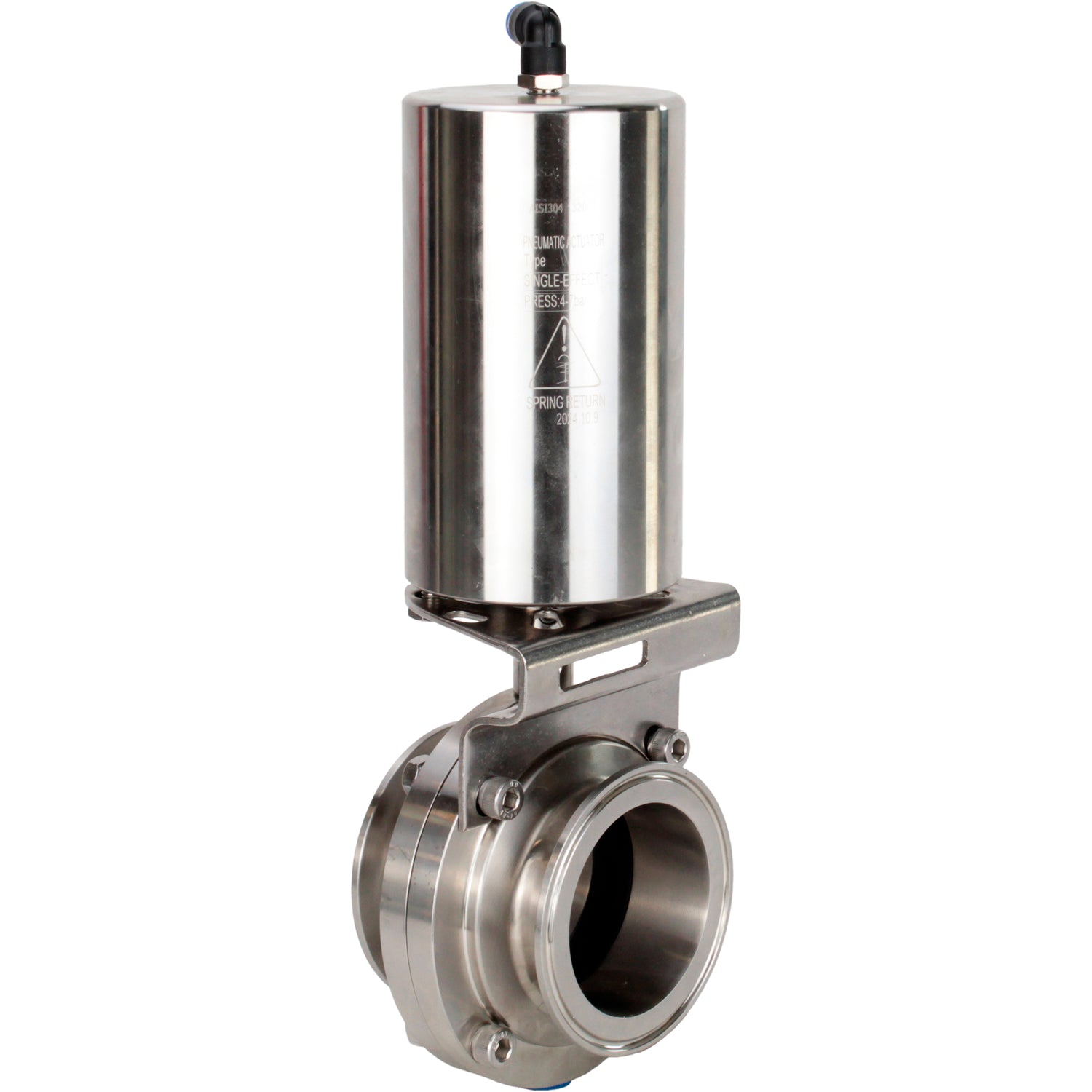 Water Butterfly valves Elephant WBV3131S-2W-C-H, body material - stainless steel AISI 304, seal - Silicon, with pneumatic actuator PA-SA-85