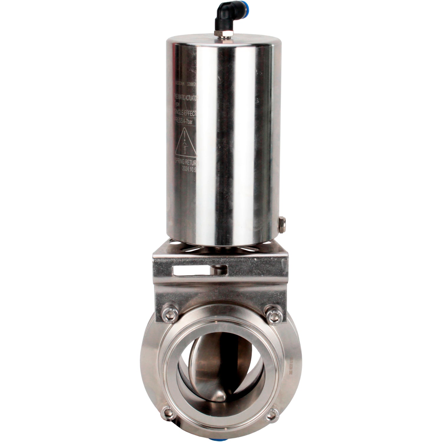 Water Butterfly valves Elephant WBV3131S-2W-C-H, body material - stainless steel AISI 304, seal - Silicon, with pneumatic actuator PA-SA-85