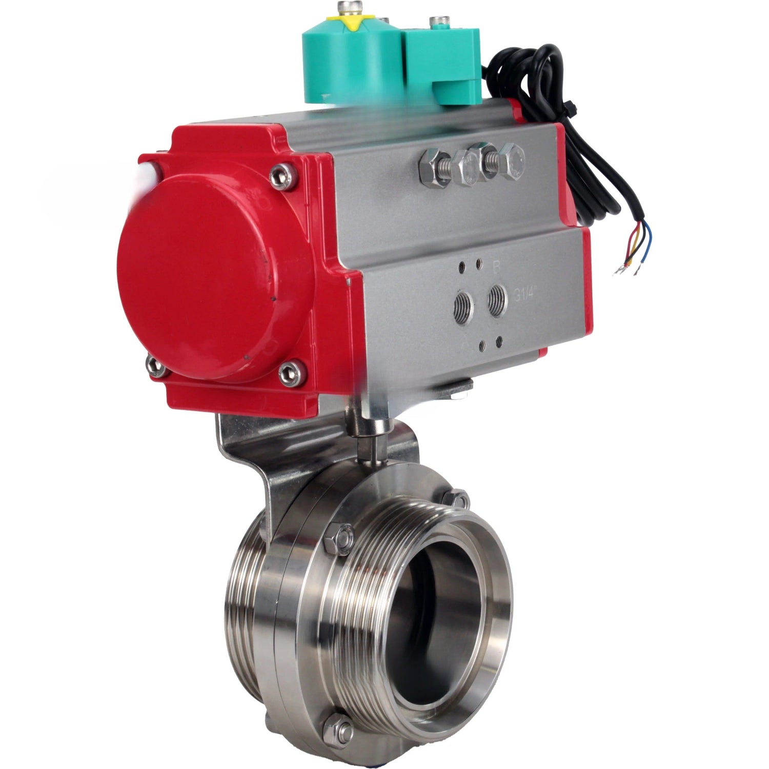 Disc rotary valves Elephant WBV3131S-2W-T-H DN15-100 10 bar threaded, food-grade stainless steel 304, seal - Silicon, with pneumatic drive PA-DA-XXX and ALS200D magnetic switch